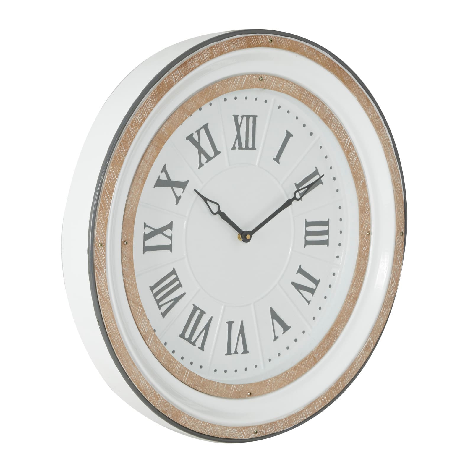 White Farmhouse Metal Wall Clock, 24" x 24"