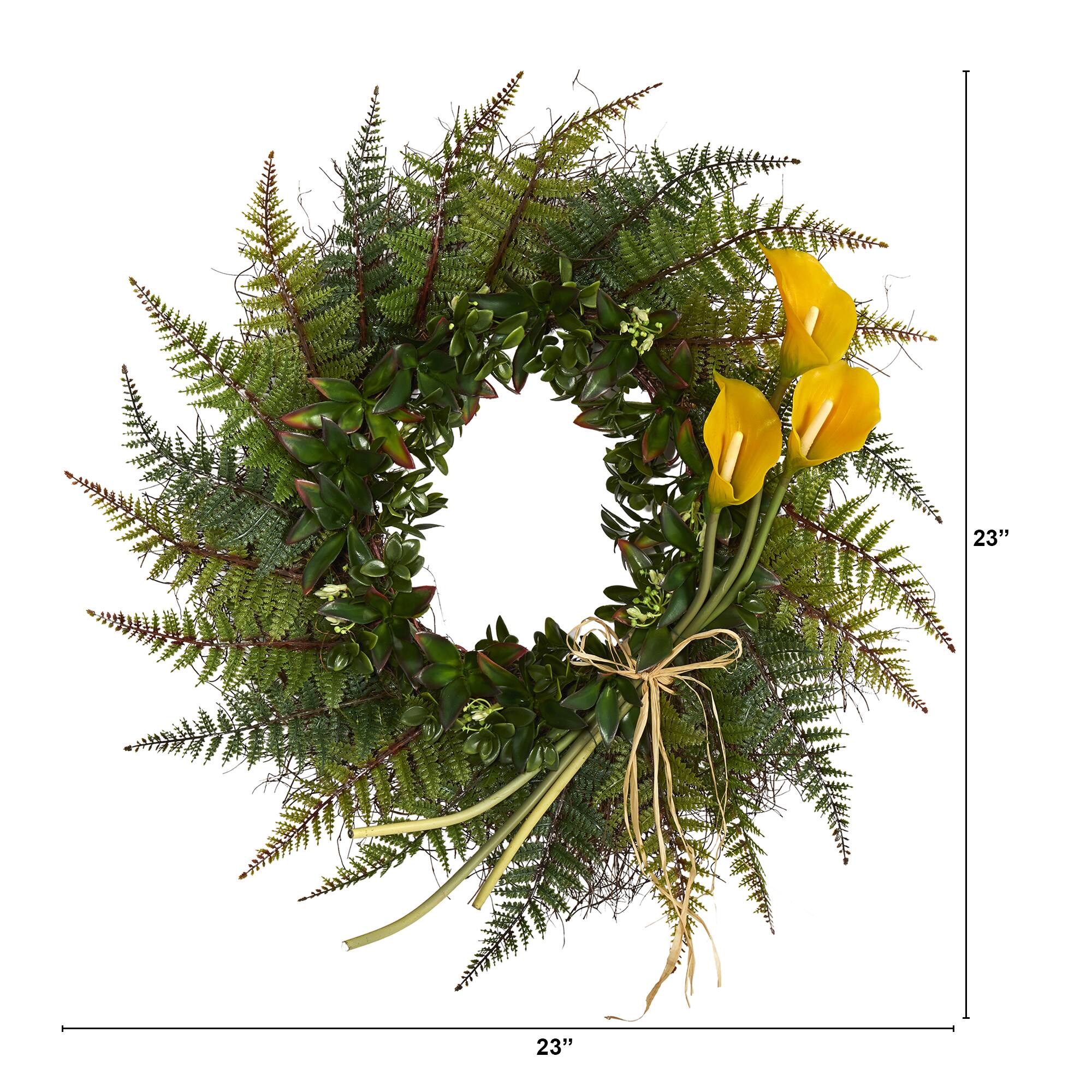 23&#x22; Fern &#x26; Calla Lily Wreath
