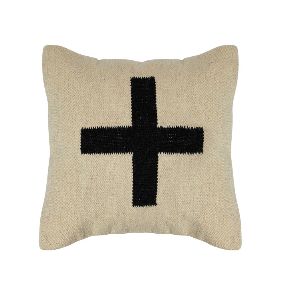 20" x 20" Swiss Cross Cotton Wool Throw Pillow