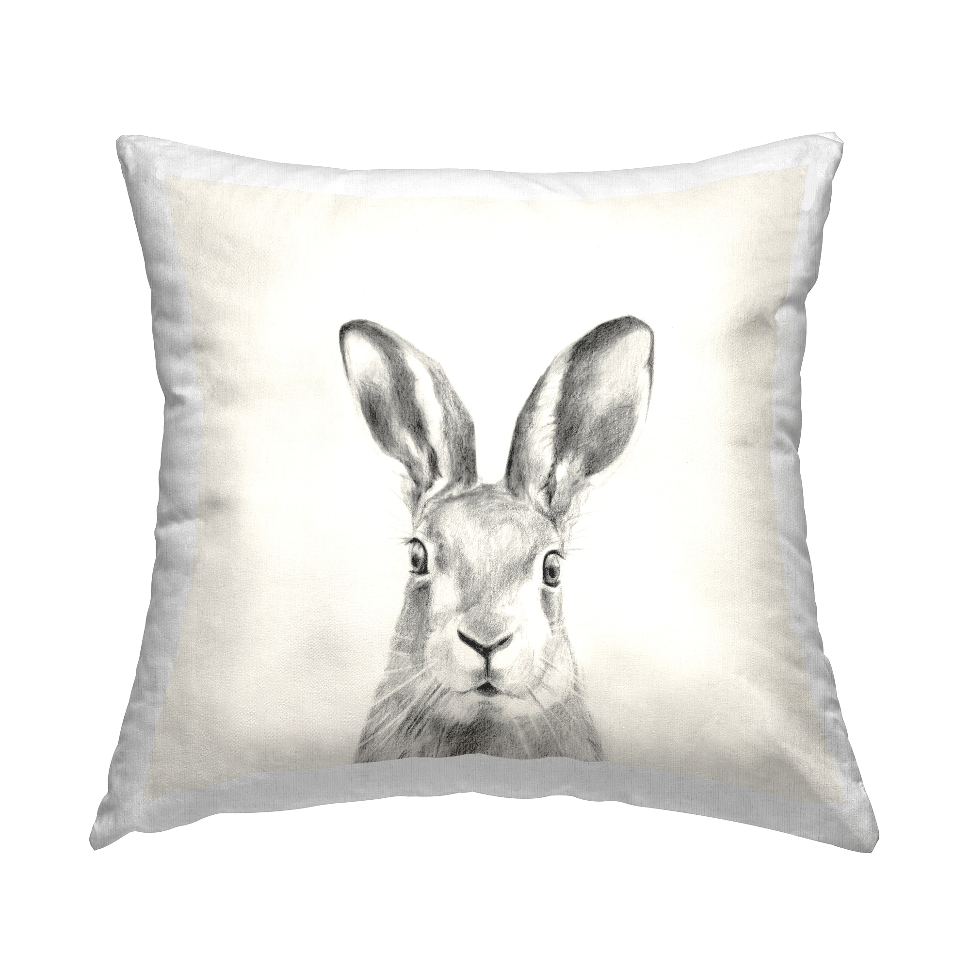 Stupell Industries Bunny Rabbit Portrait Soft Grey Illustration Throw Pillow 18" x 18"