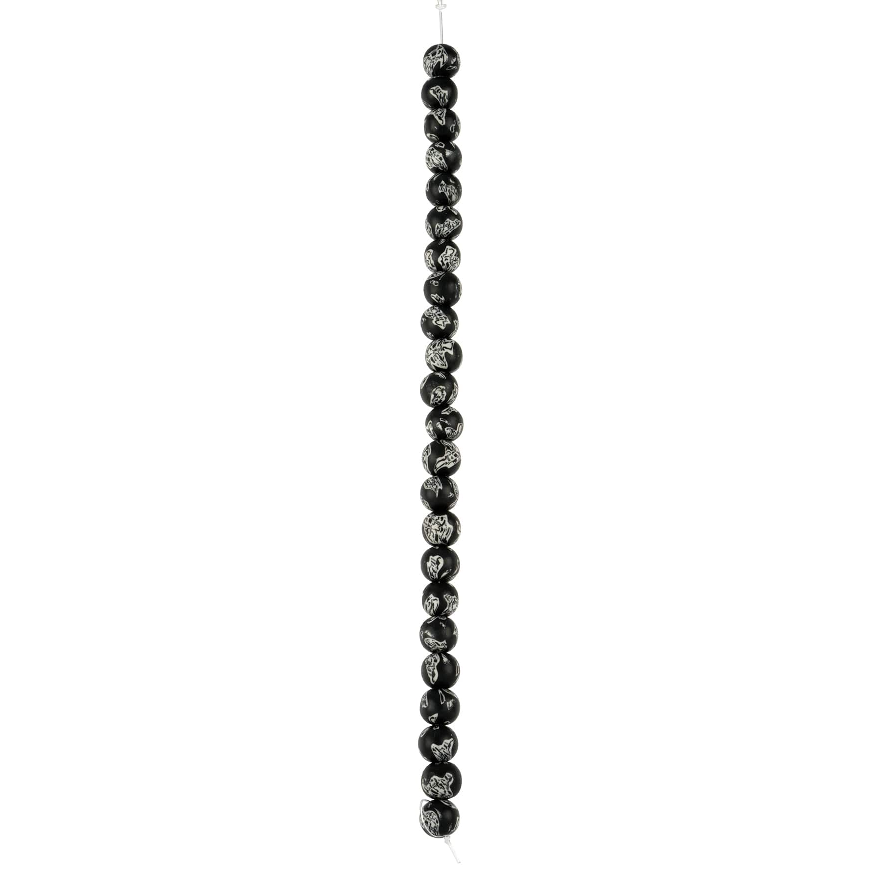Perles rondes en argile à rayures noires et blanches, 7,5 mm de Bead Landing
