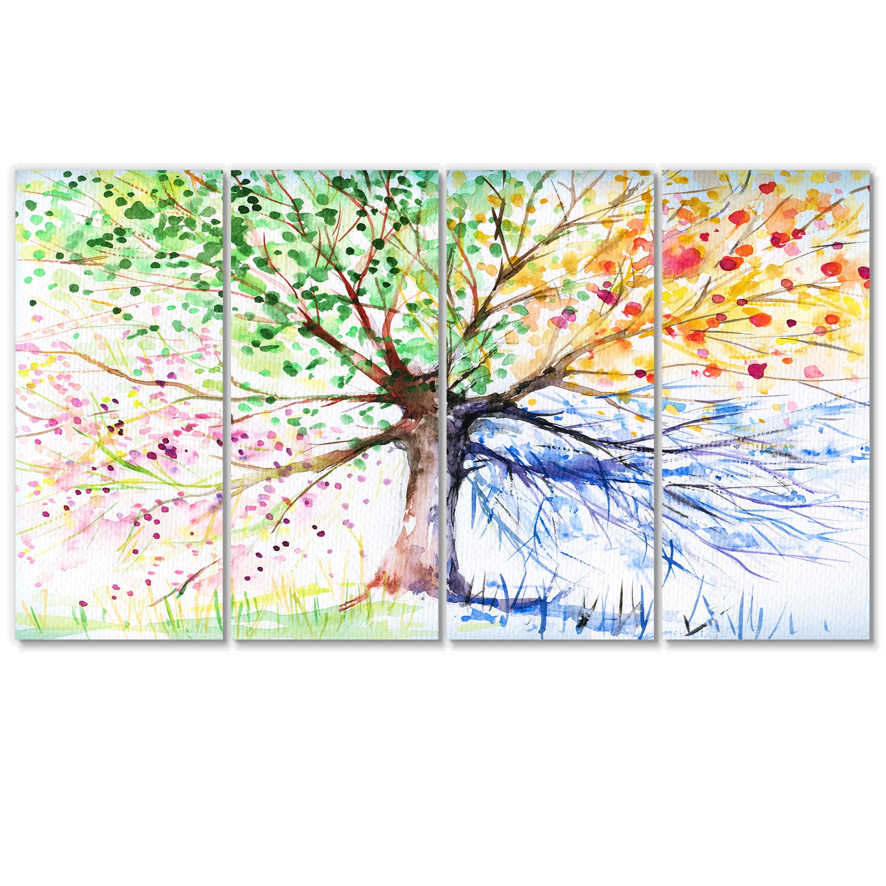 Designart - Four Seasons Tree - Floral Art Canvas Print