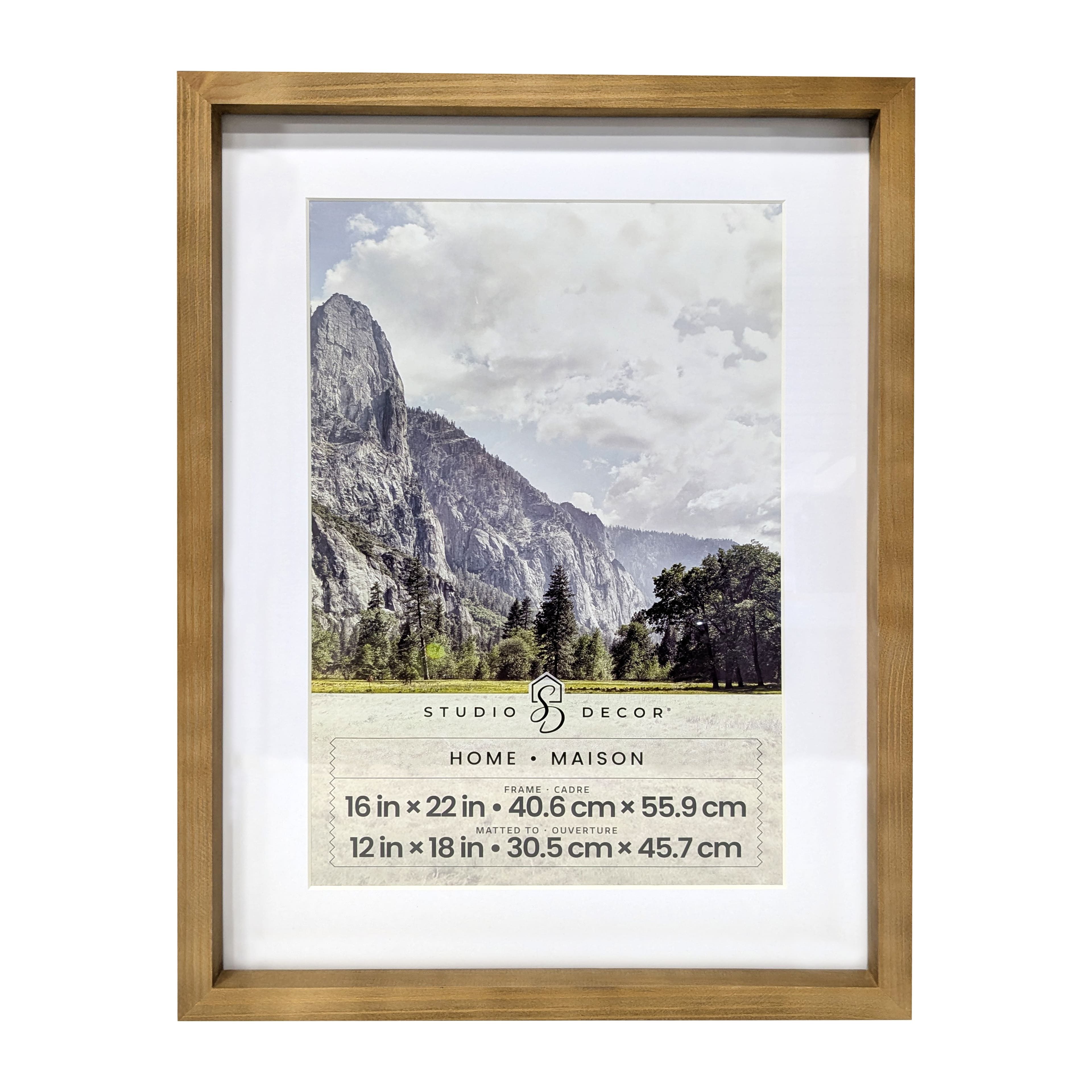Home Natural Walnut Stain Wood Frame with Mat by Studio D&#xE9;cor&#xAE;