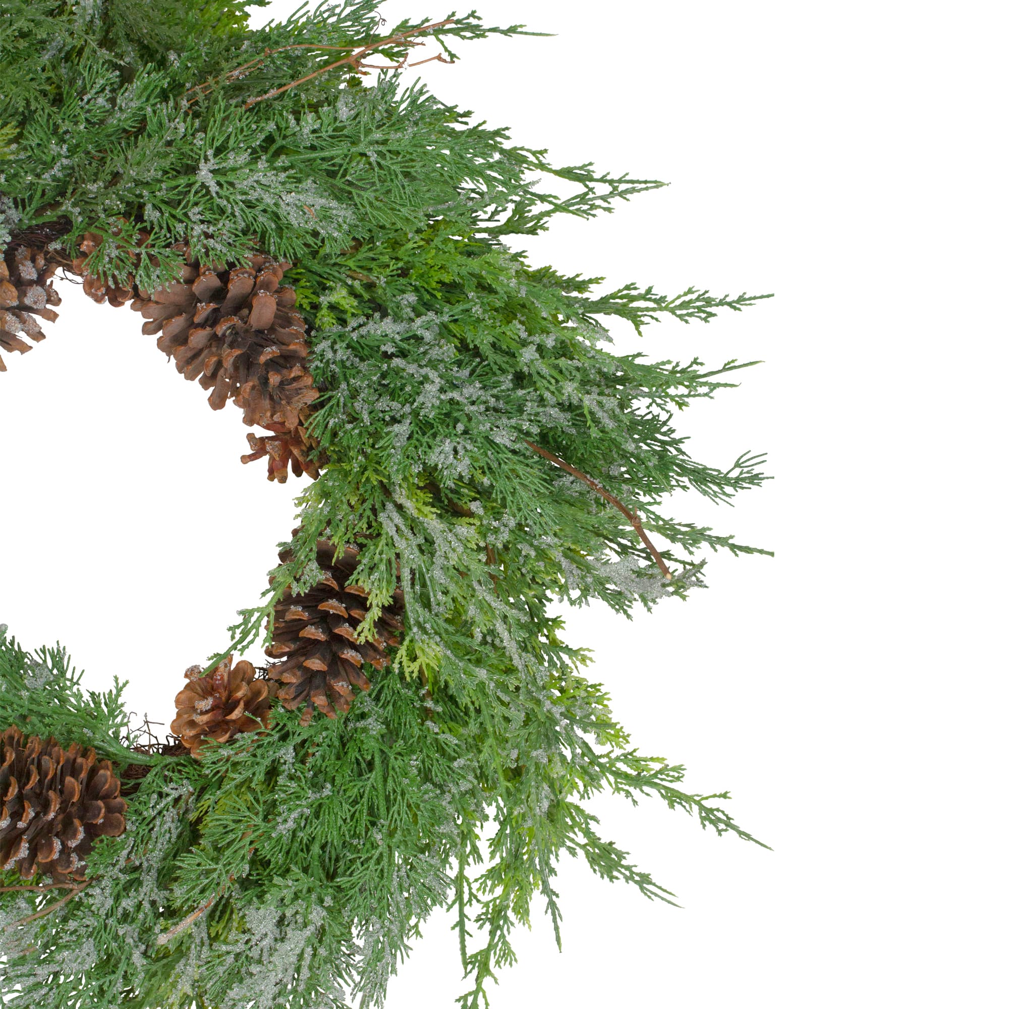 26&#x22; Frosted Cedar &#x26; Pinecone Christmas Wreath