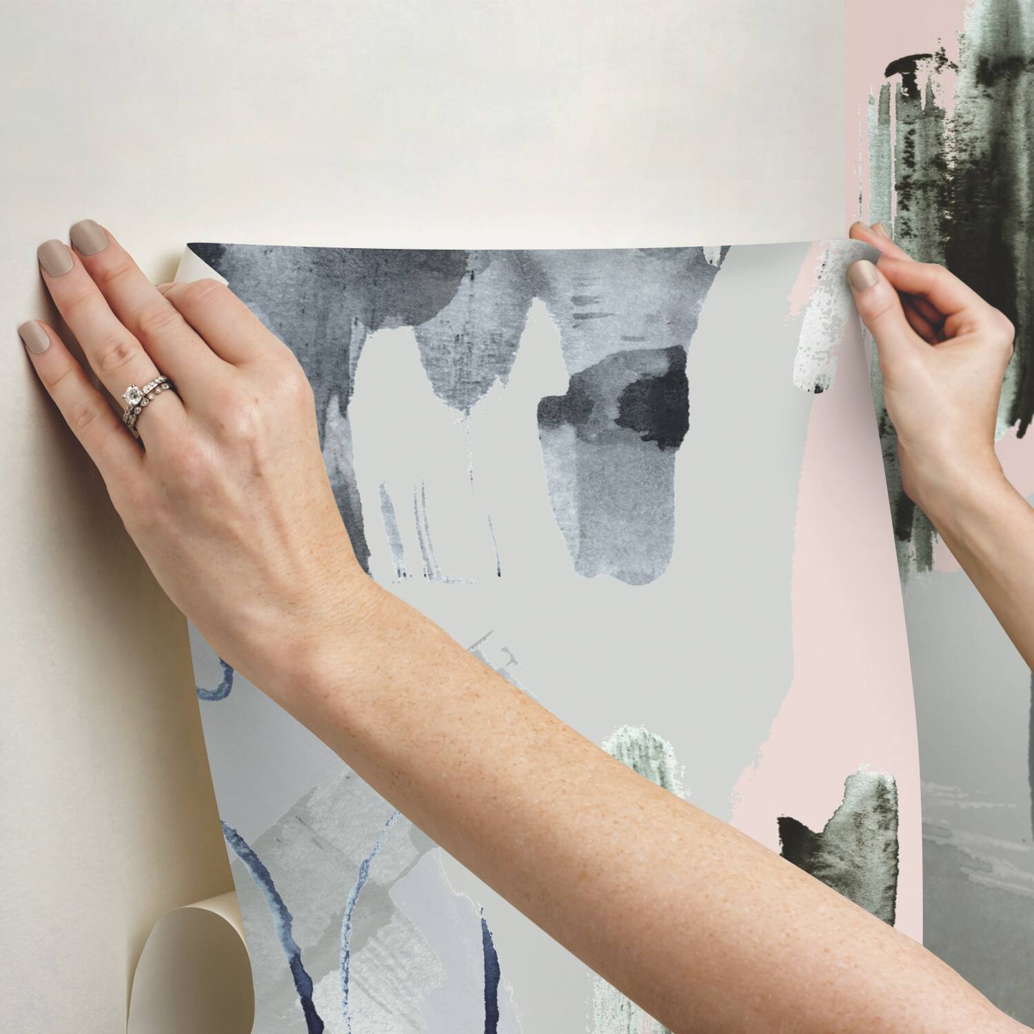 RoomMates Tamara Day Gray Abstraction Peel &#x26; Stick Wallpaper Mural