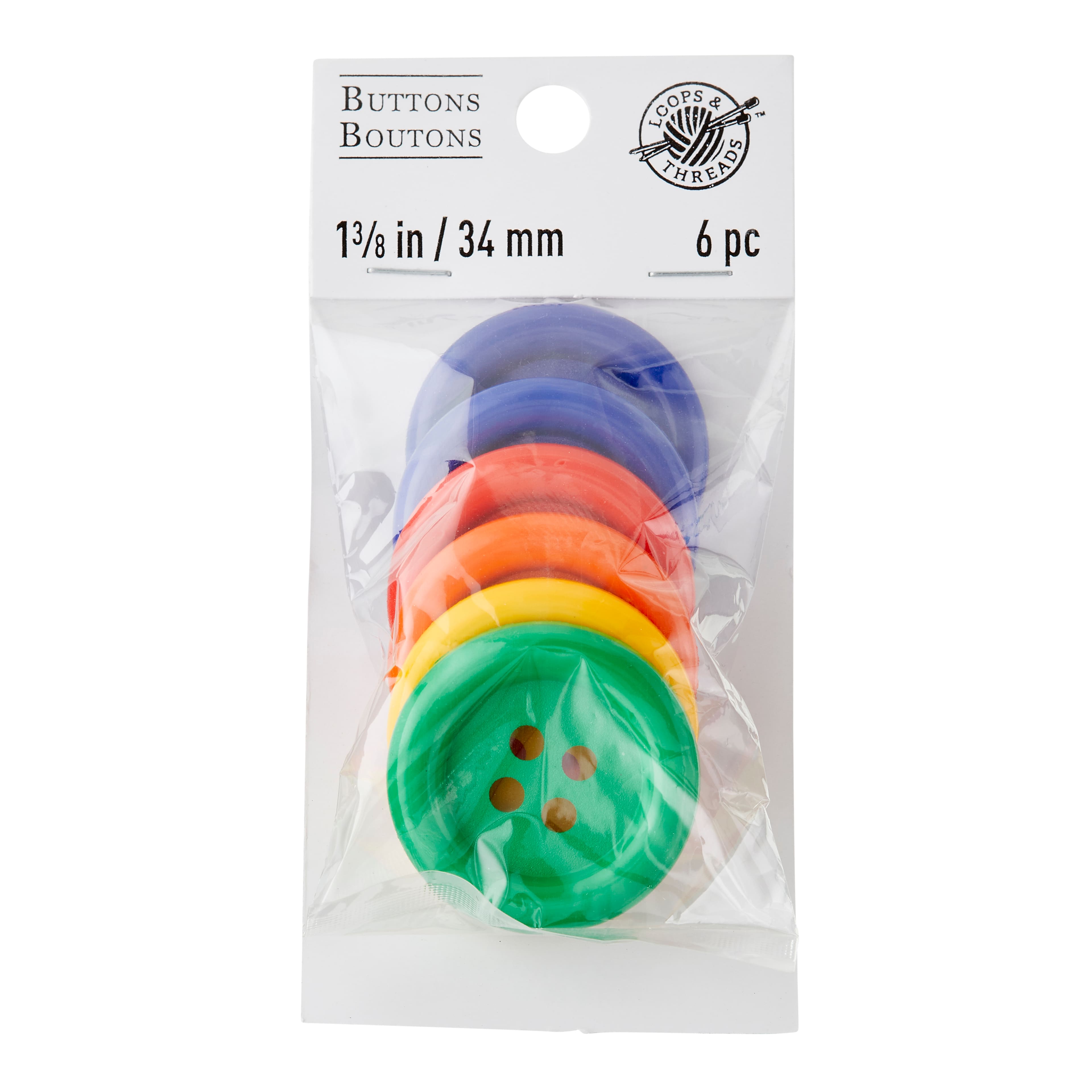 1.375" Primary Buttons, 6ct. by Loops & Threads™