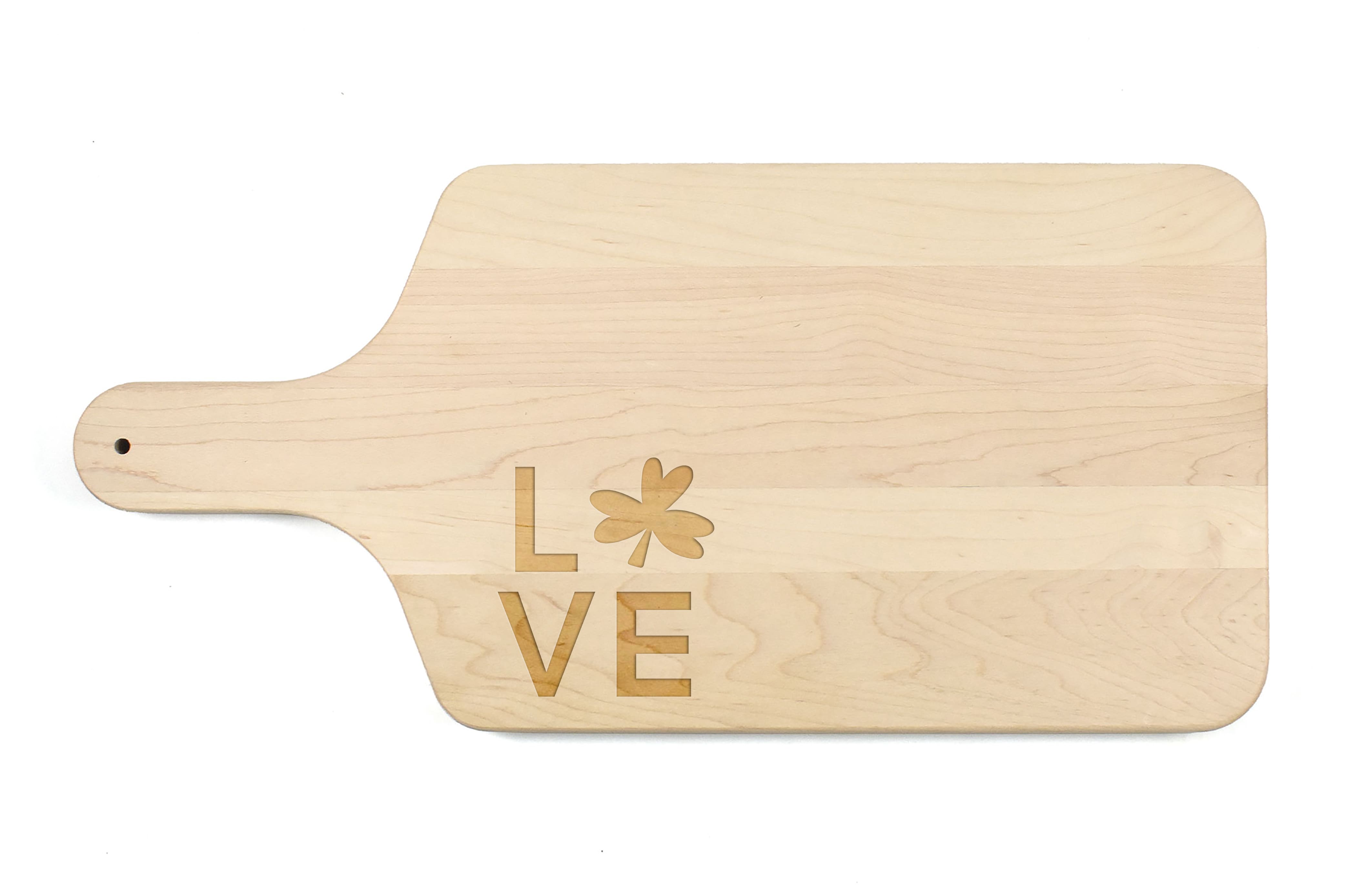 17" Love Clover Maple Paddle Cutting Board