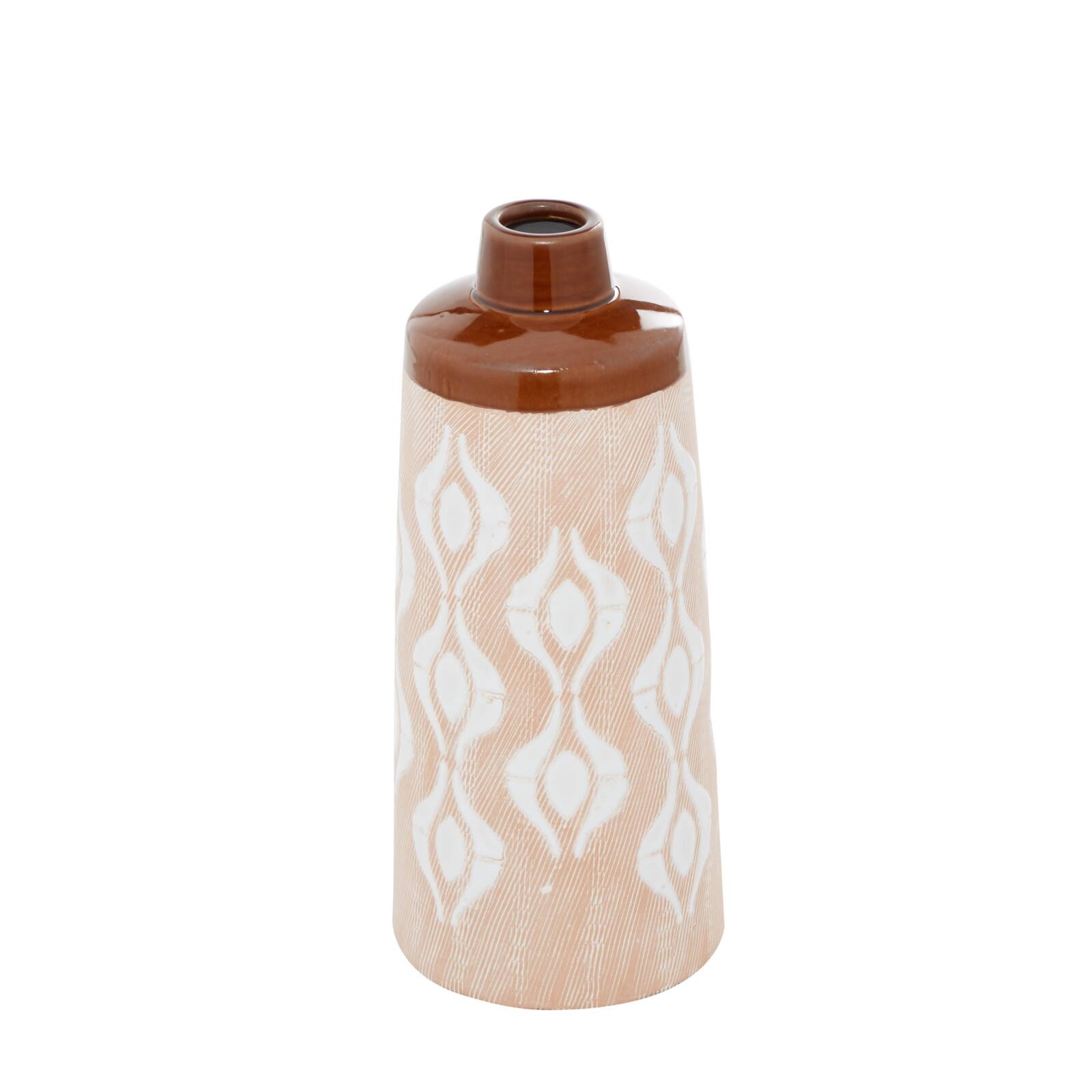 Tan Porcelain Traditional Vase 12&#x22; x 5&#x22; x 5&#x22;