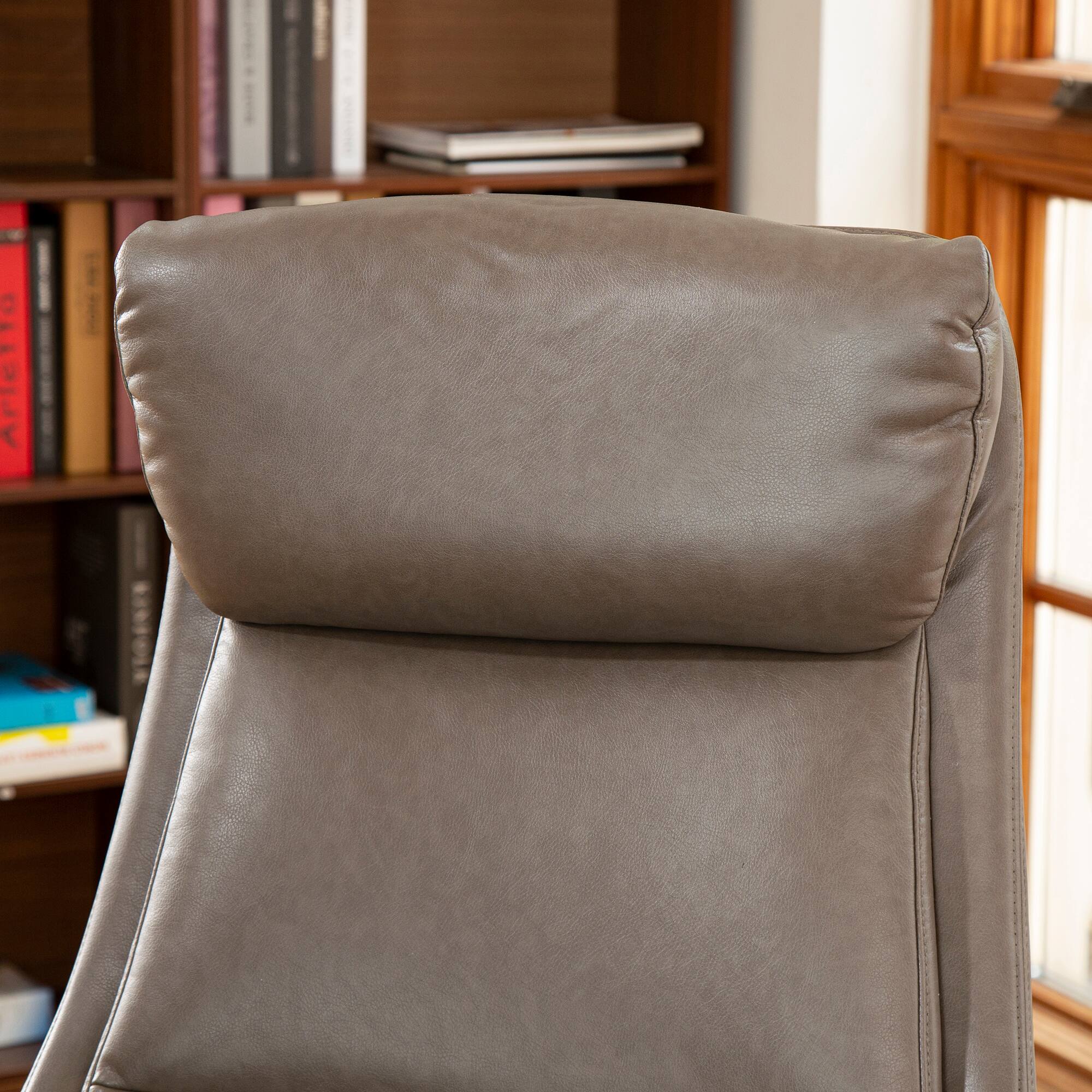 Glitzhome&#xAE; Mid-Century Modern Faux Leather Adjustable High Back Swivel Office Chair