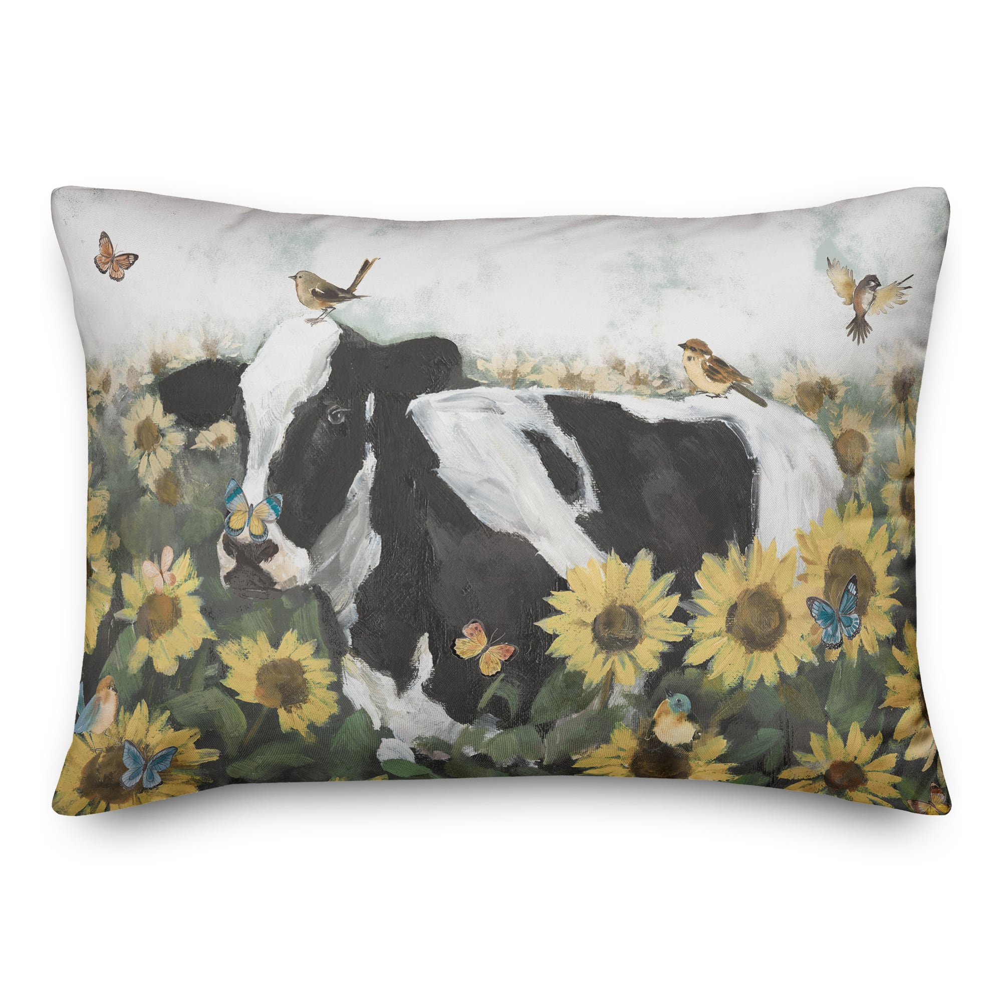 Cow Sunflowers 20" x 14" Indoor/Outdoor Pillow
