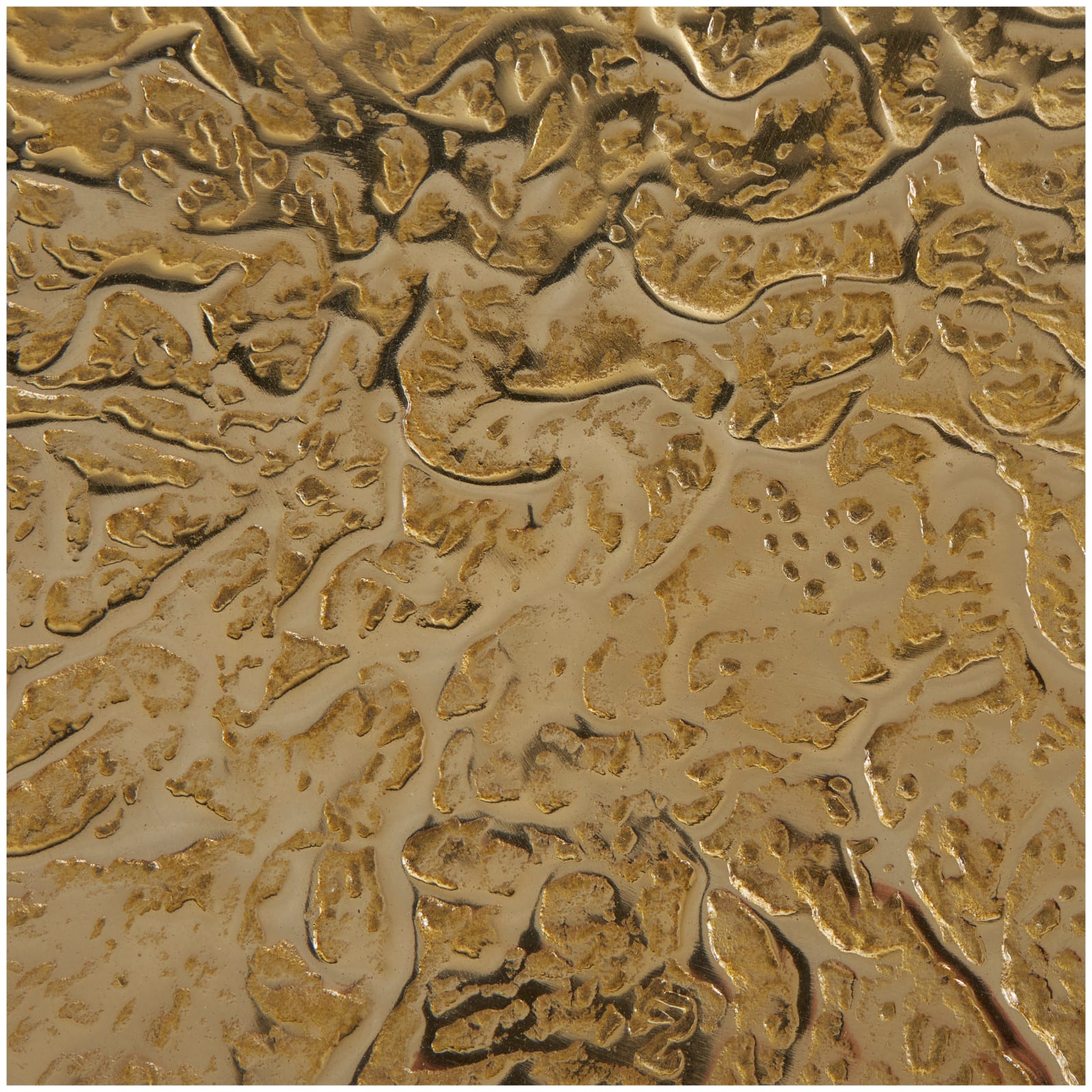 Gold Aluminum Geometric Slim Textured Accent Table