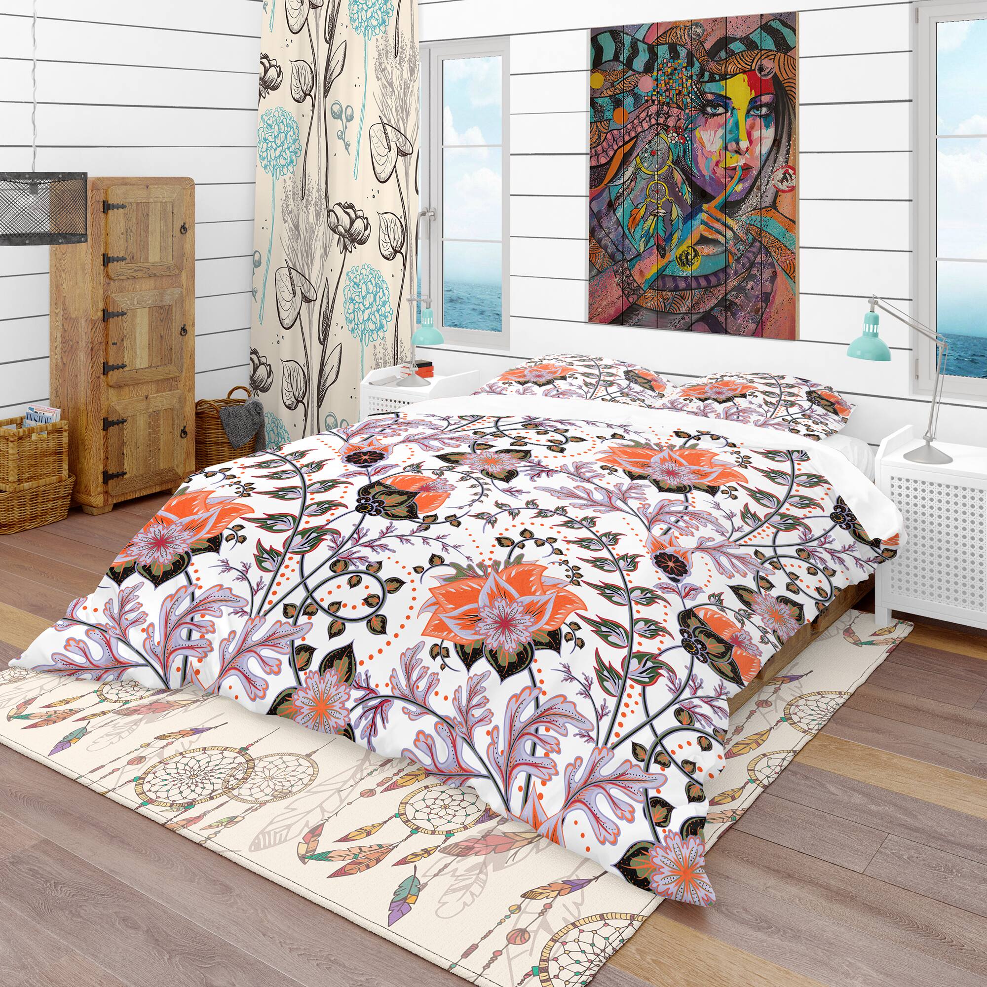 Designart 'Pattern, Vintage Decorative Elements' Bohemian & Eclectic Bedding Set - Duvet Cover & Shams