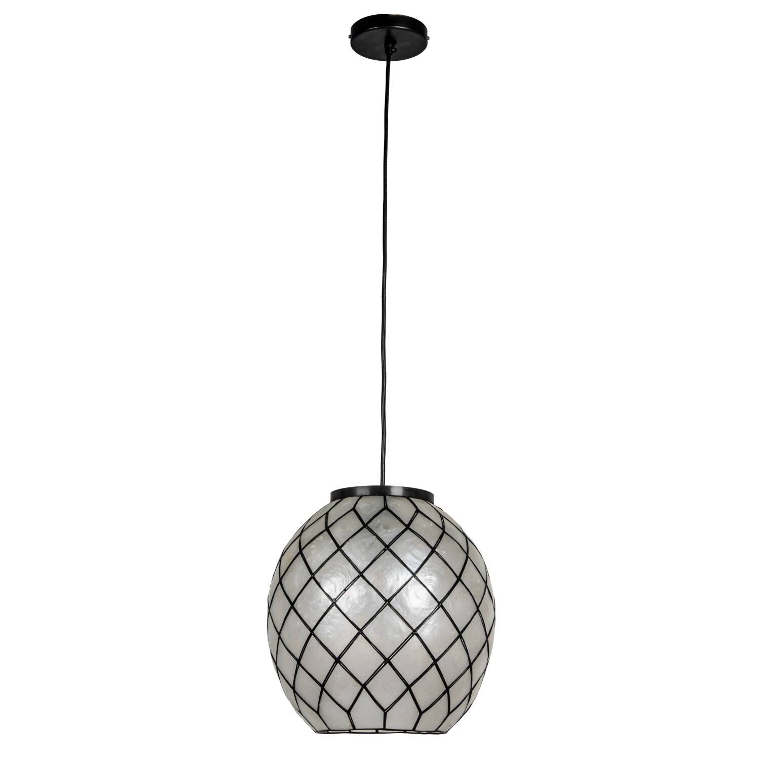 Hello Honey&#xAE; Marina Natural Capiz &#x26; Metal Orb Pendant Ceiling Light