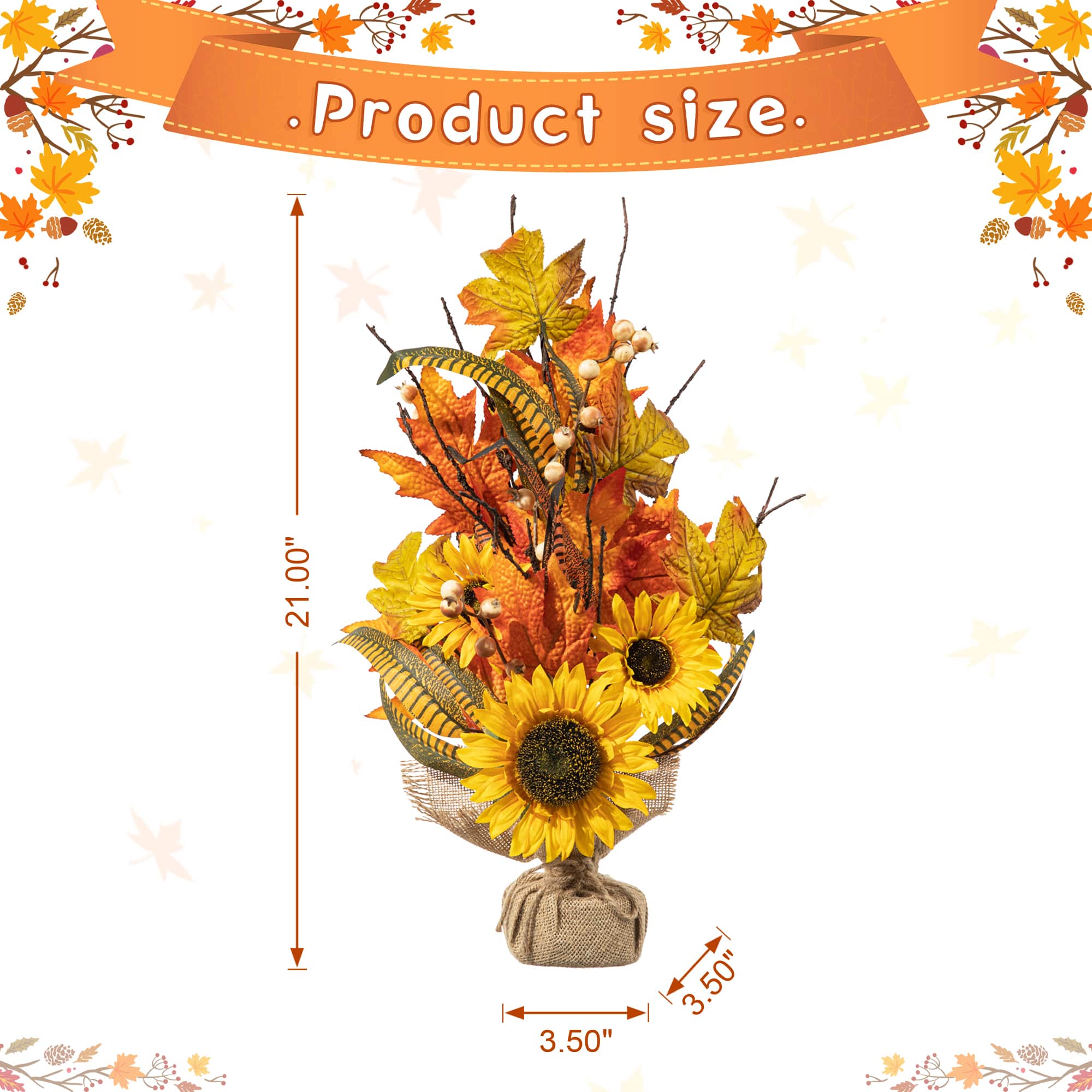 Glitzhome&#xAE; 21&#x22; Fall Sunflower Leaf Table Tree
