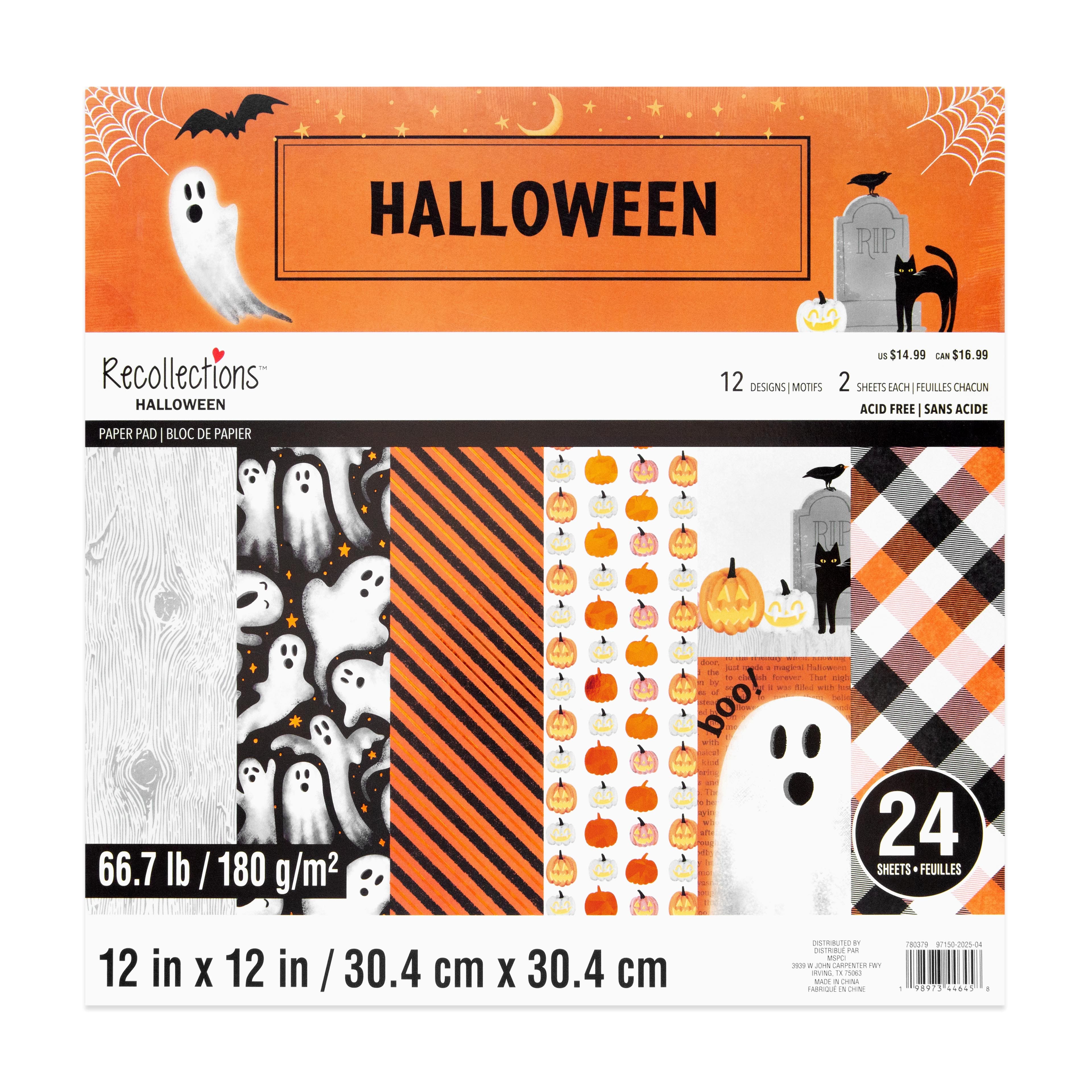 12&#x22; x 12&#x22; Vintage Halloween Paper Pad by Recollections&#x2122;, 24 Sheets