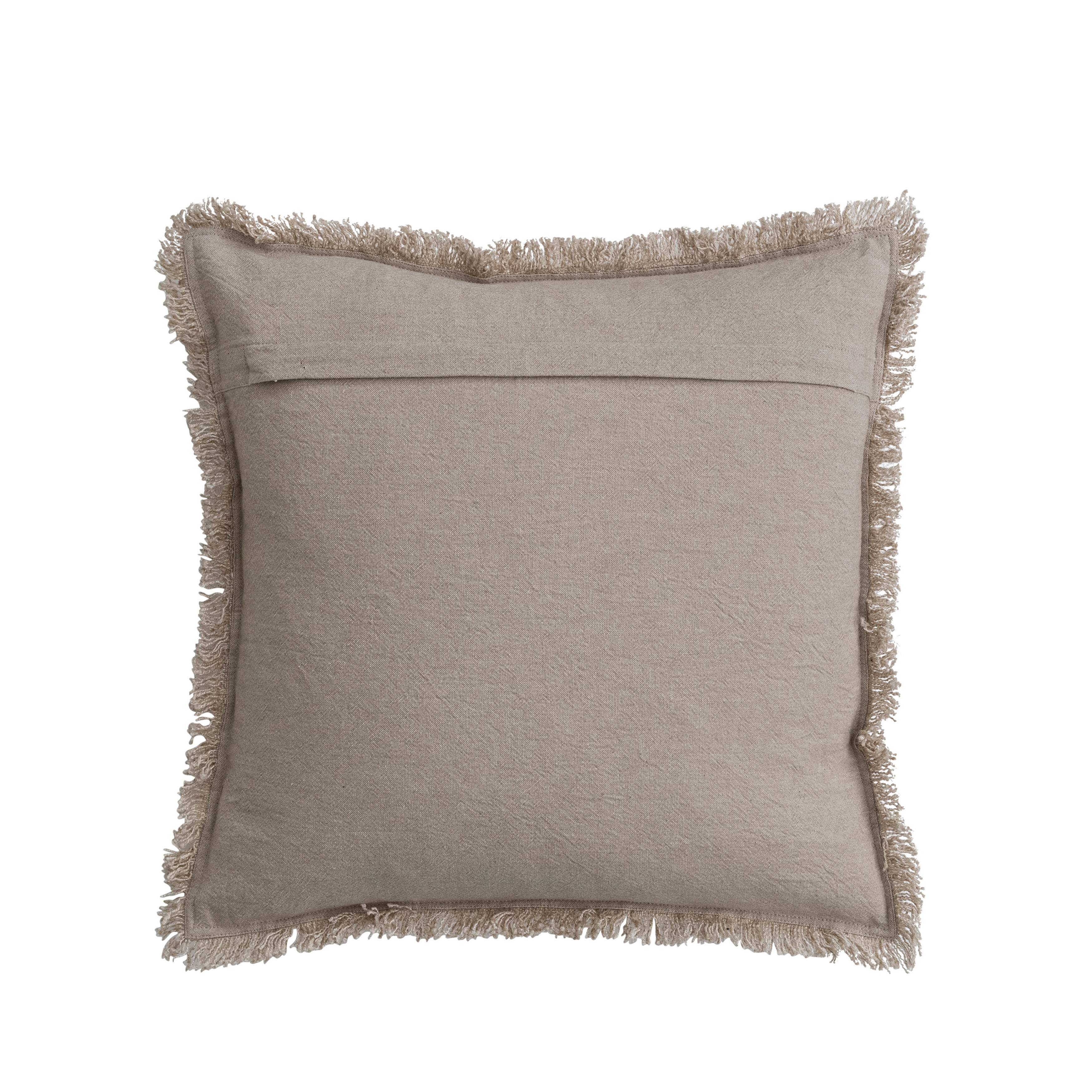 Hello Honey® Natural Woven Cotton Pillow with Chambray Back and Fringe