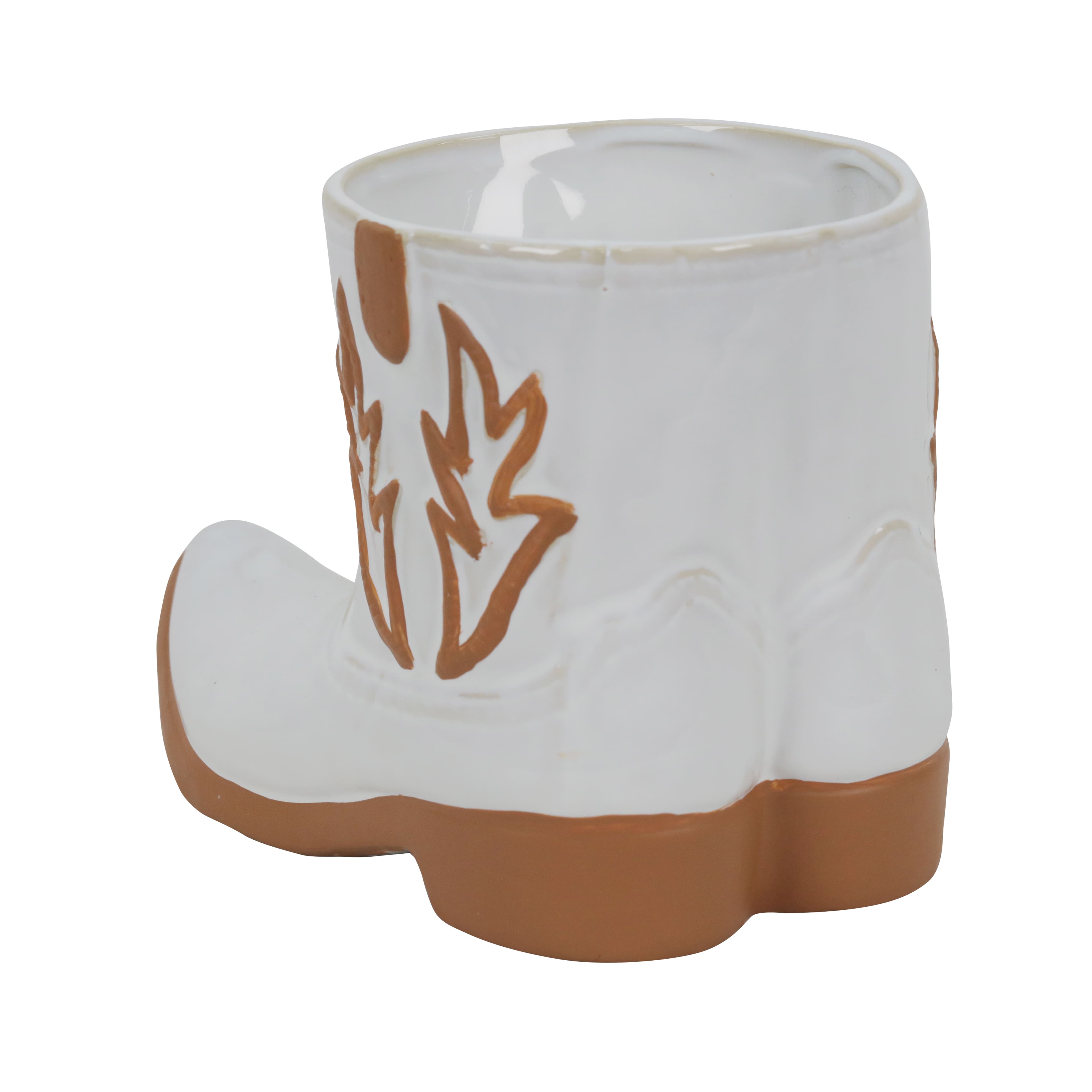 7&#x22; White Ceramic Cowboy Boots Tabletop D&#xE9;cor by Ashland&#xAE;