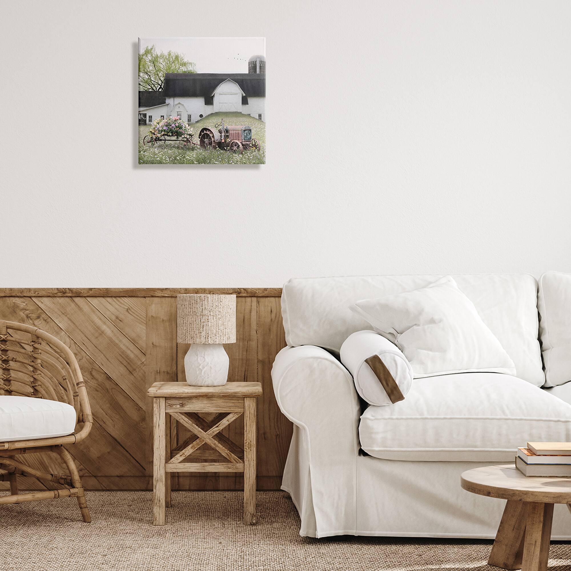 Stupell Industries Floral Tractor and Flower Field Barn Canvas Wall Art