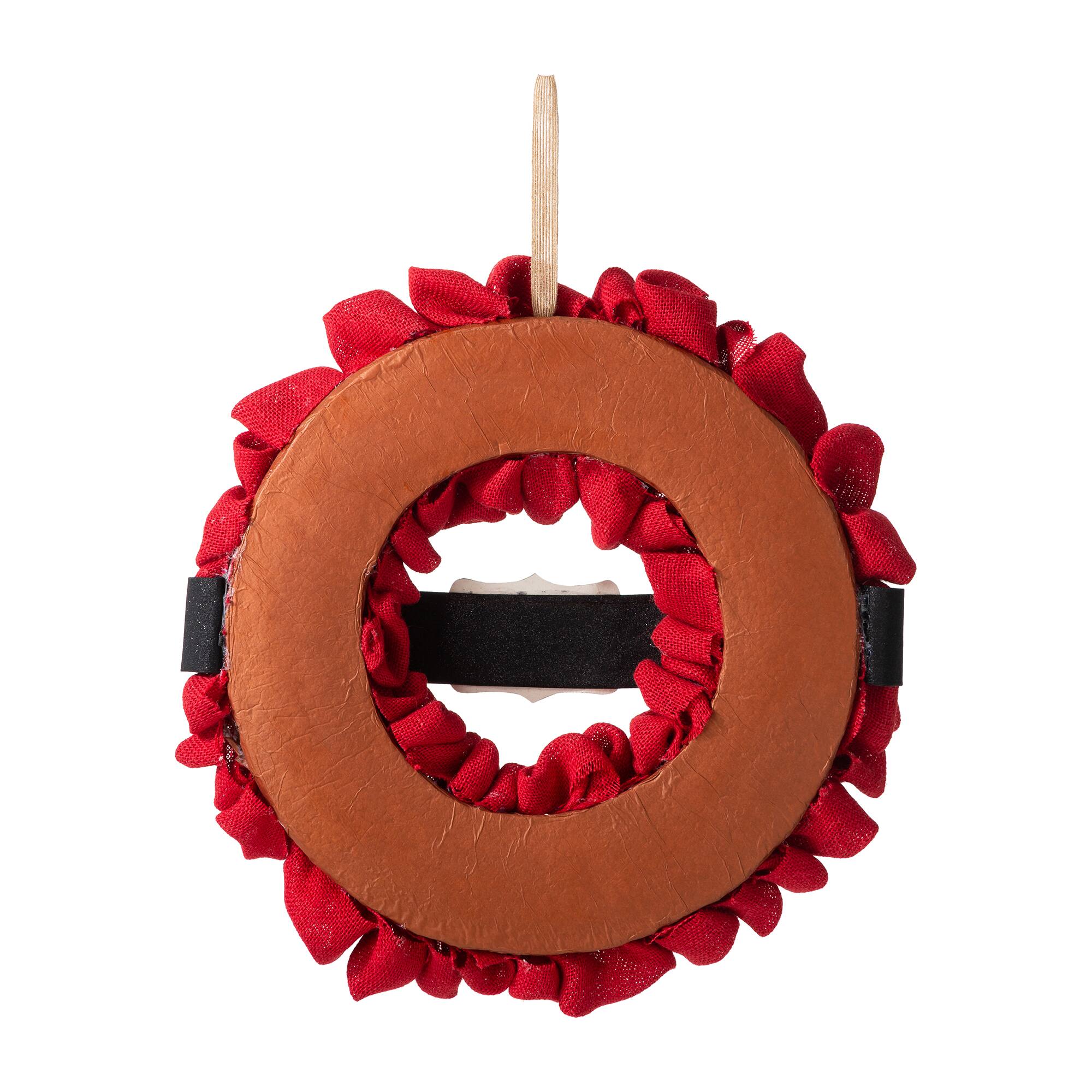 Glitzhome&#xAE; 18&#x22; Christmas Red Belt Fabric Wreath
