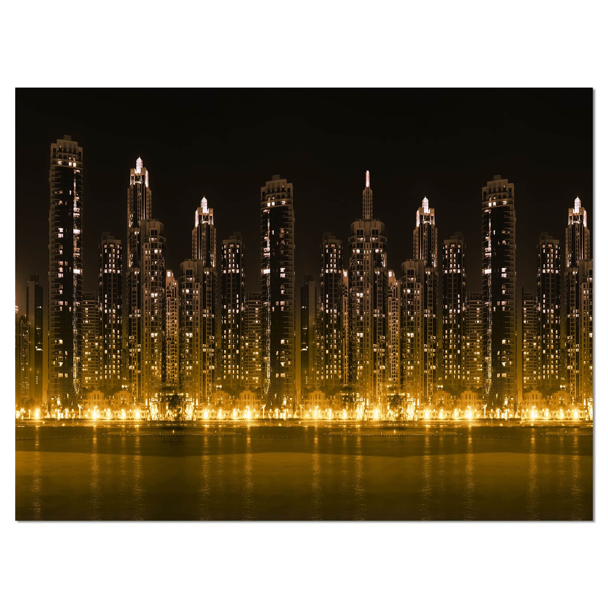 Designart - Modern City with Illuminated Skyscrapers - Cityscape Canvas Print