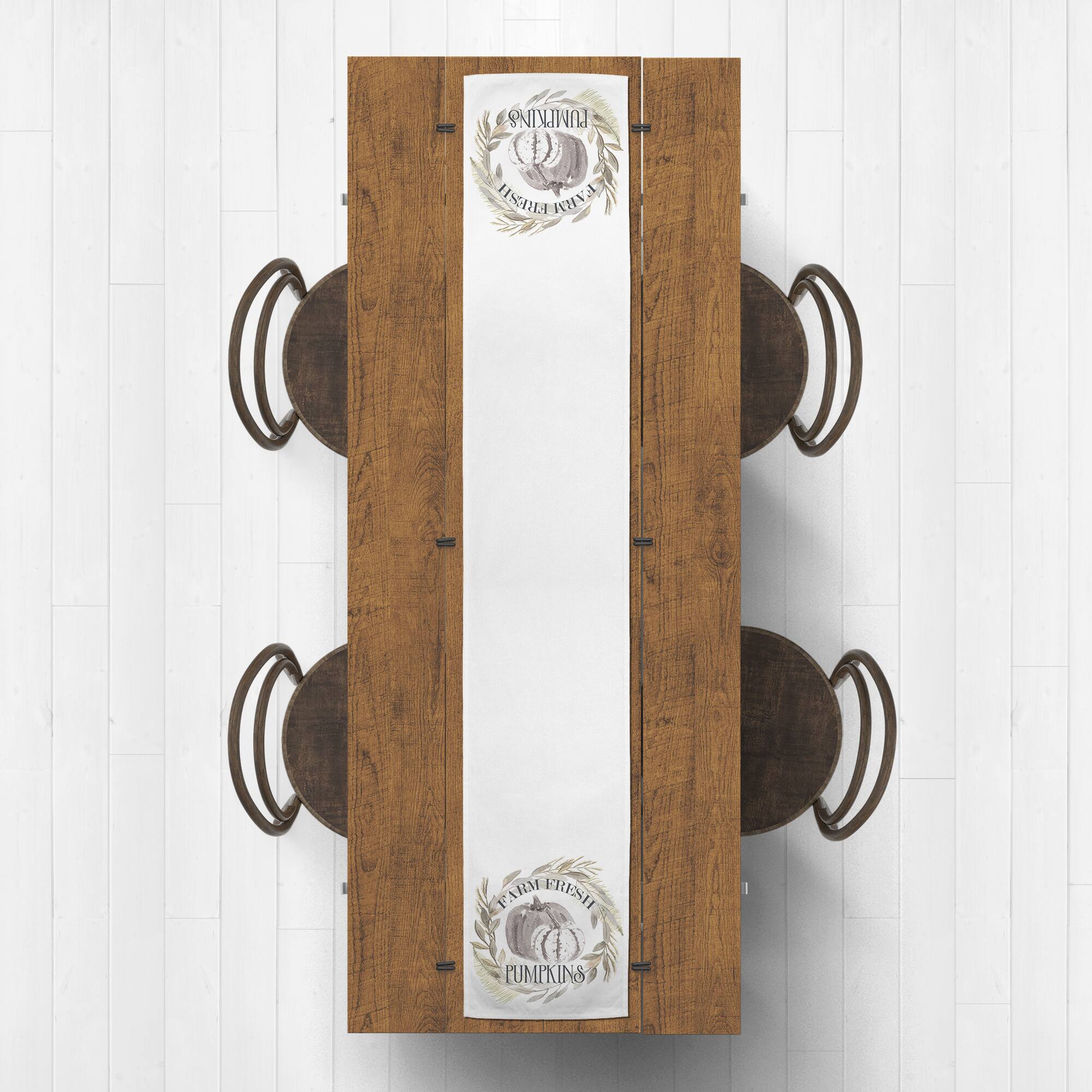 90" Pumpkins In Wreath Table Runner