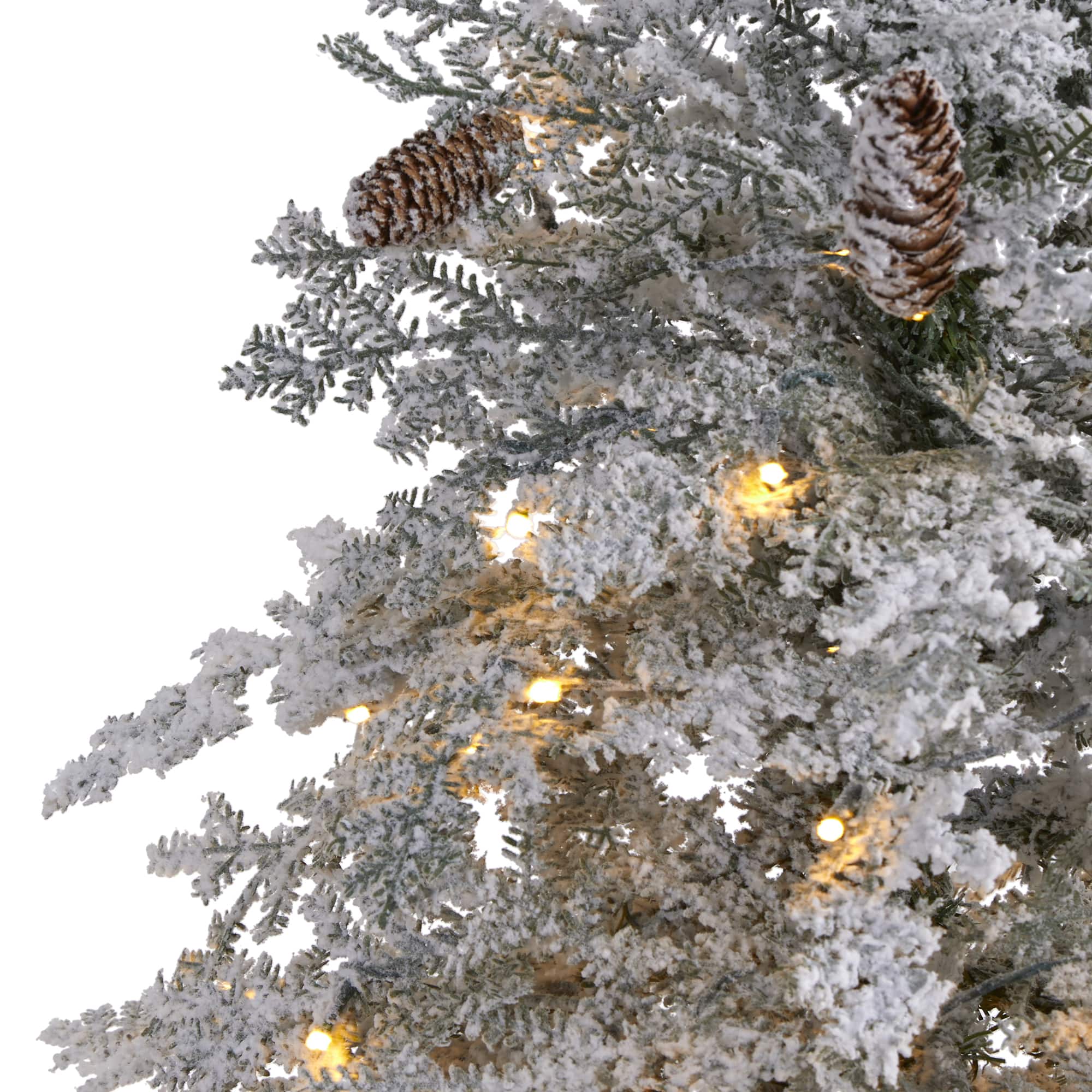 6ft. Pre-Lit Flocked Montana Down Swept Spruce Artificial Christmas Tree with Clear LED Lights