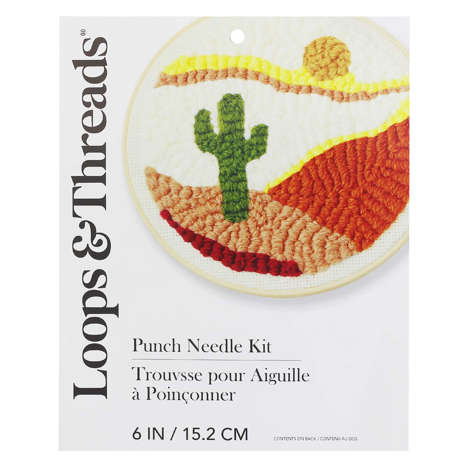 Loops & Threads Cactus Punch Needle Kit Embroidery Hoop Floss & Needle NEW
