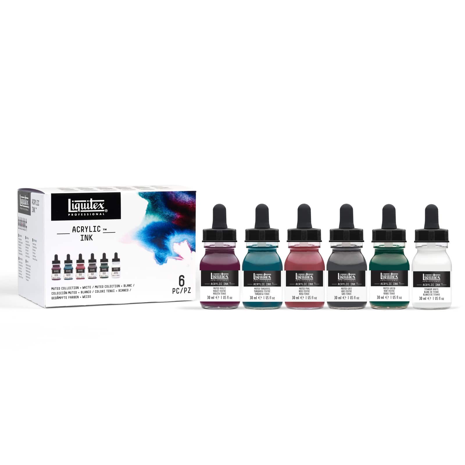 Liquitex&#xAE; Professional Acrylic Ink&#x2122; Muted Collection + White
