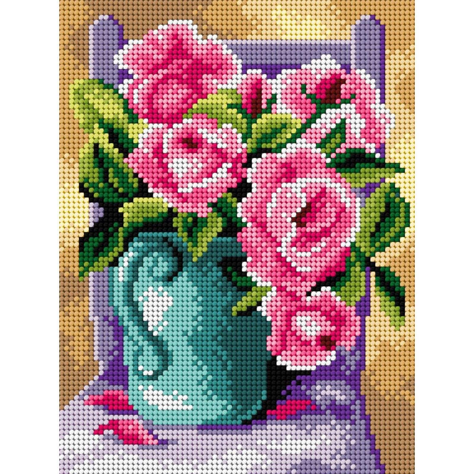 Orchidea Needlepoint Canvas For Halfstitch Without Yarn Still Life With Roses - Printed Tapestry Canvas