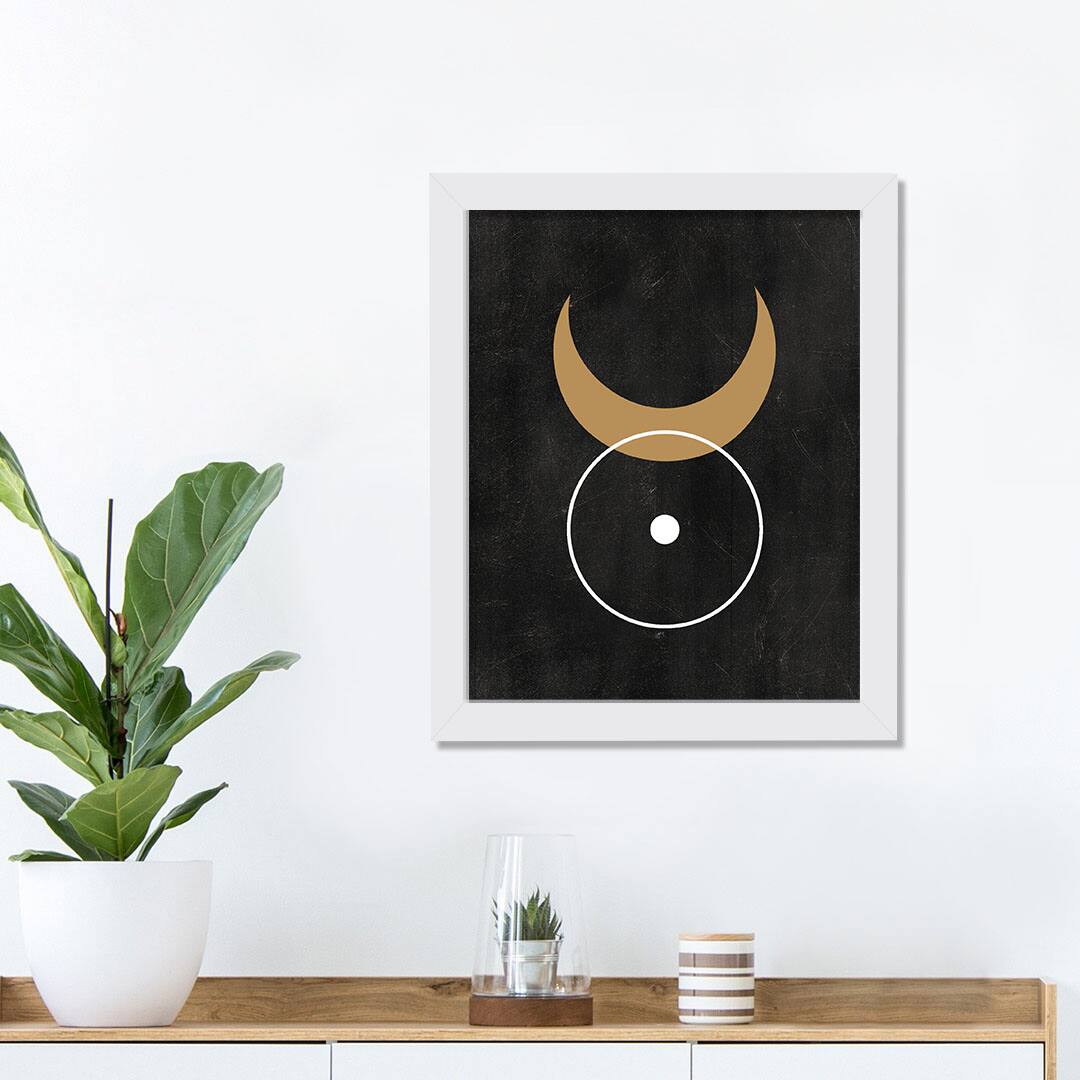 Moon Circle 11" x 14" White Framed Print Under Plexiglass