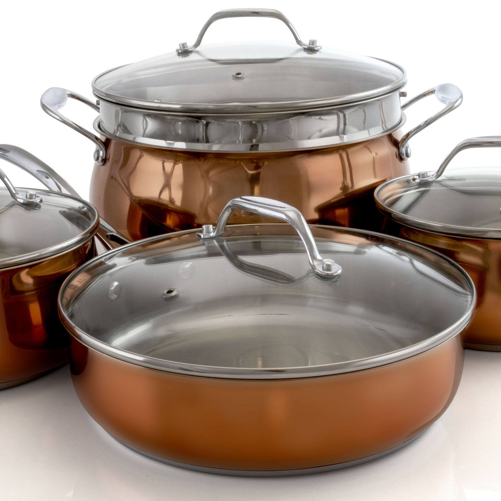 Oster Carabello Copper 9 Piece Stainless Steel Cookware Combo Set