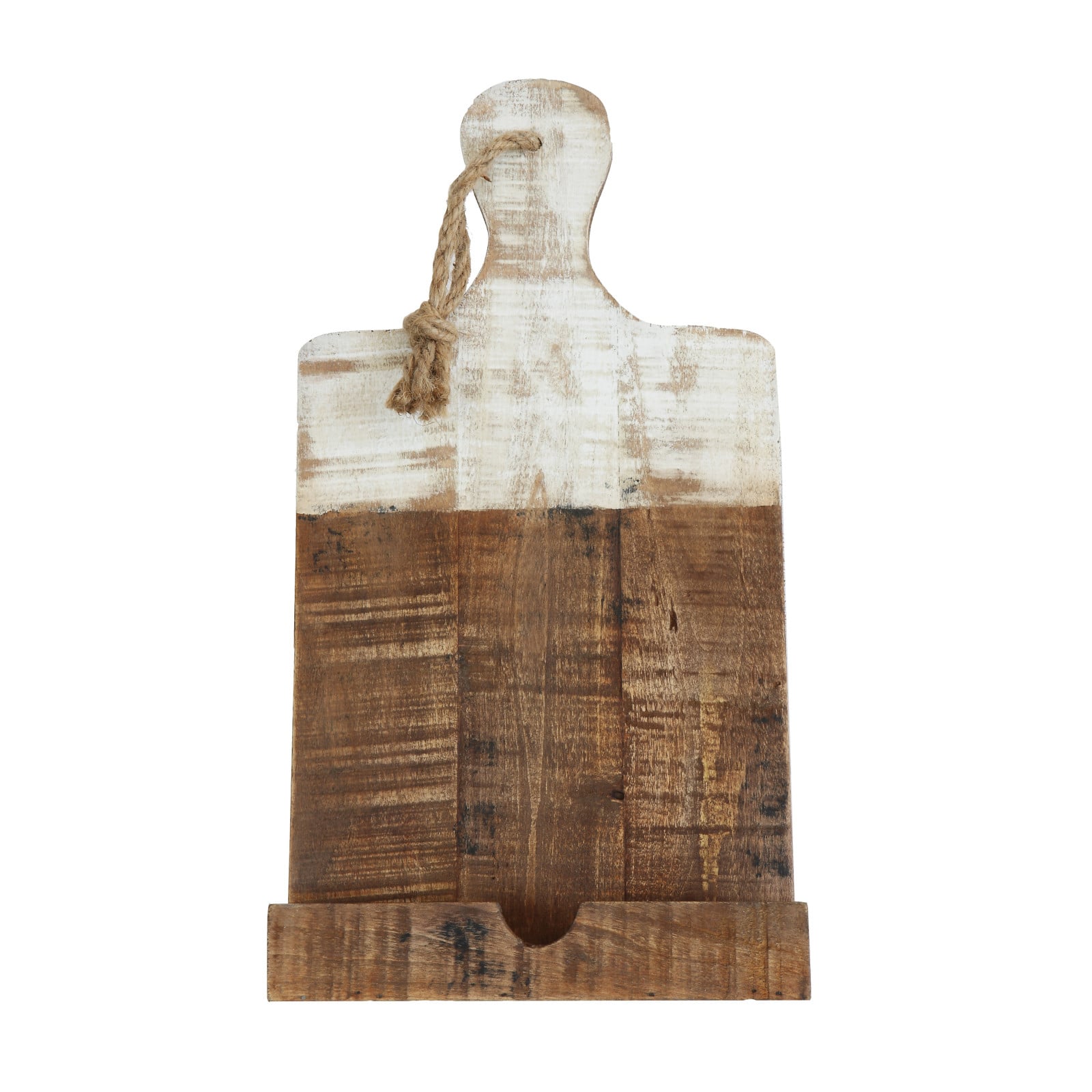 Hello Honey&#xAE; 16&#x22; Distressed White Dipped Wood Tablet Holder
