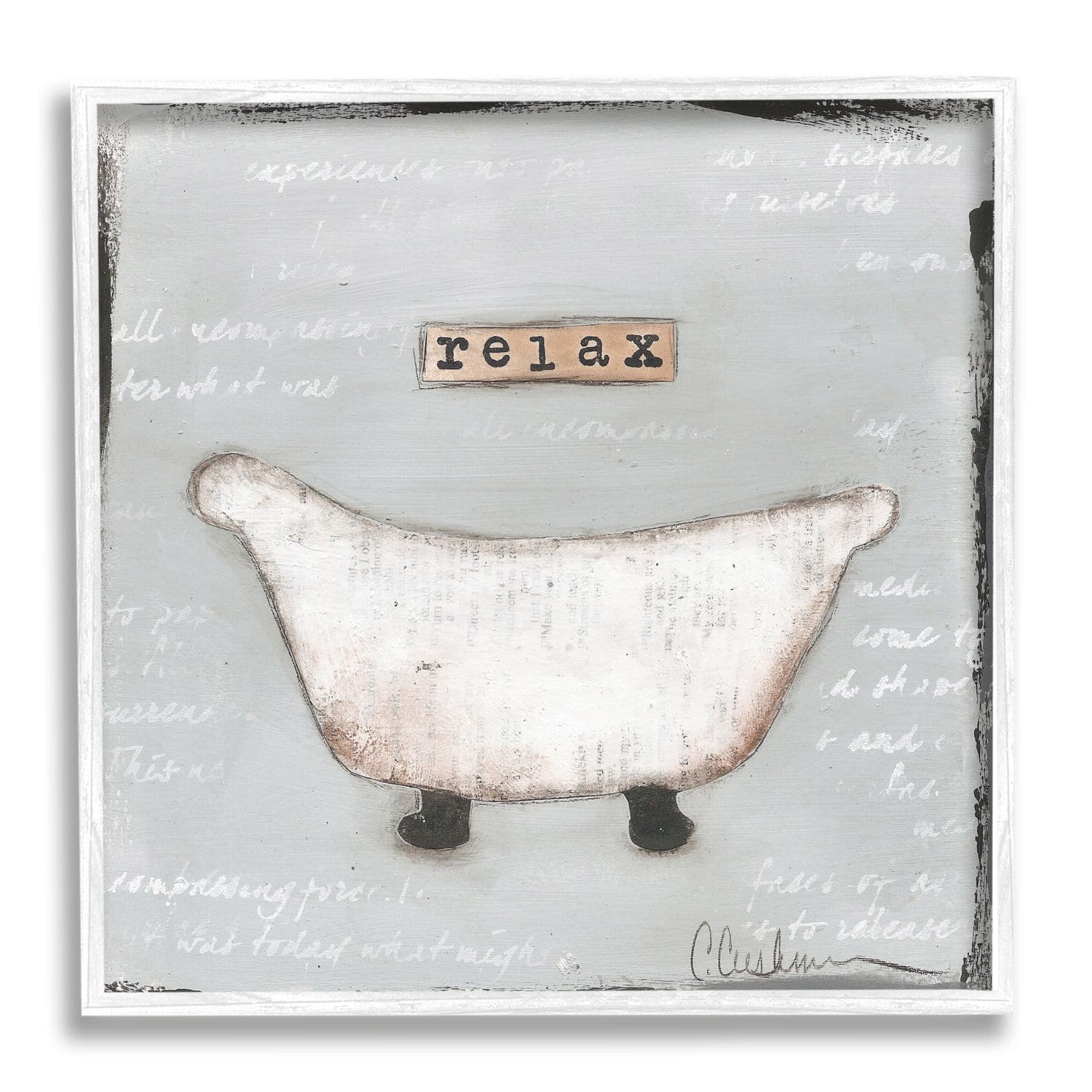 Stupell Industries Relax Bathtub Pastels Bath Framed Wall Art