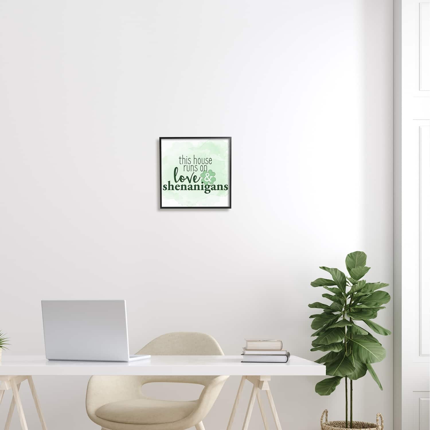 Stupell Industries Love & Shenanigans Family Shamrock Phrase Framed Giclee Art