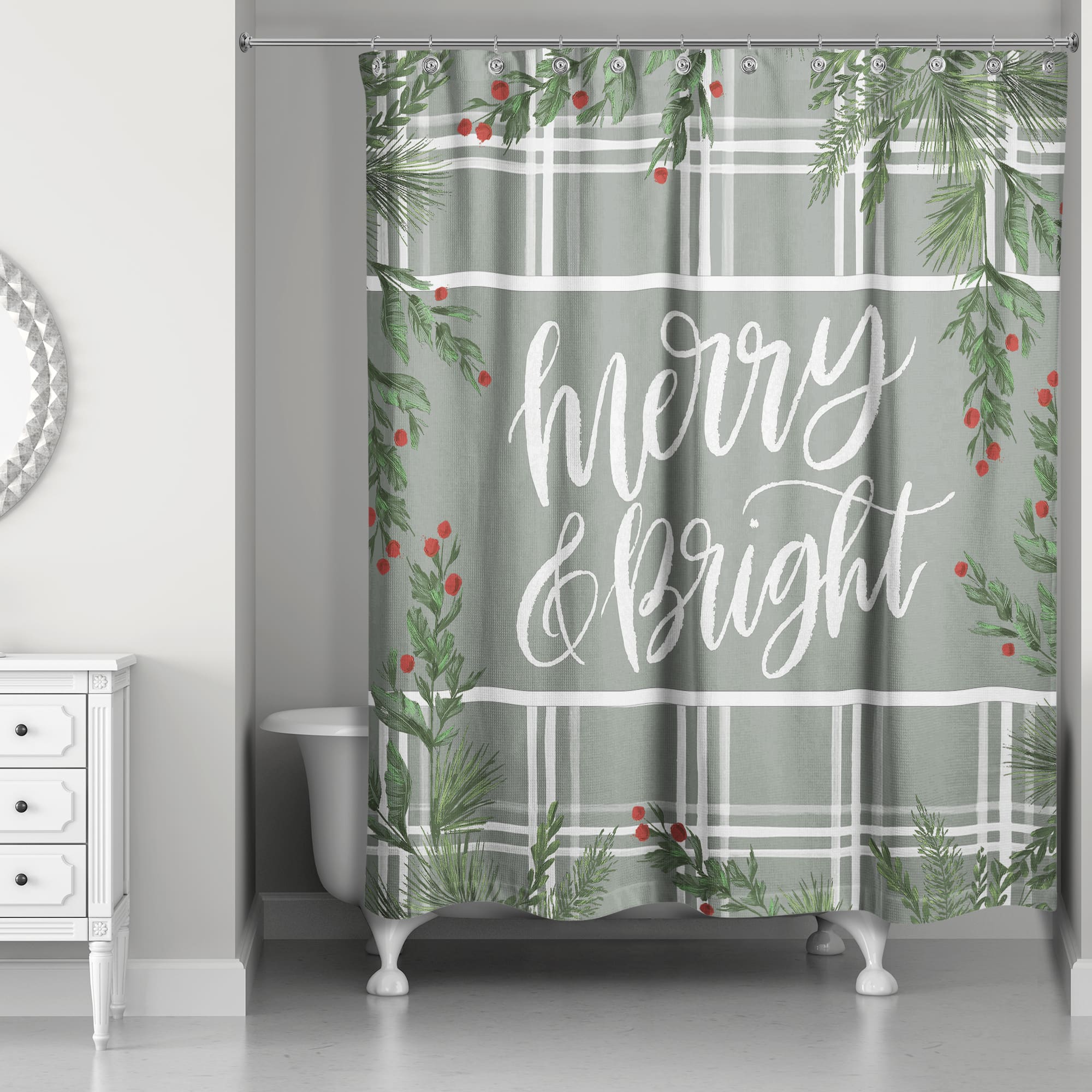 Merry &#x26; Bright Greenery Shower Curtain