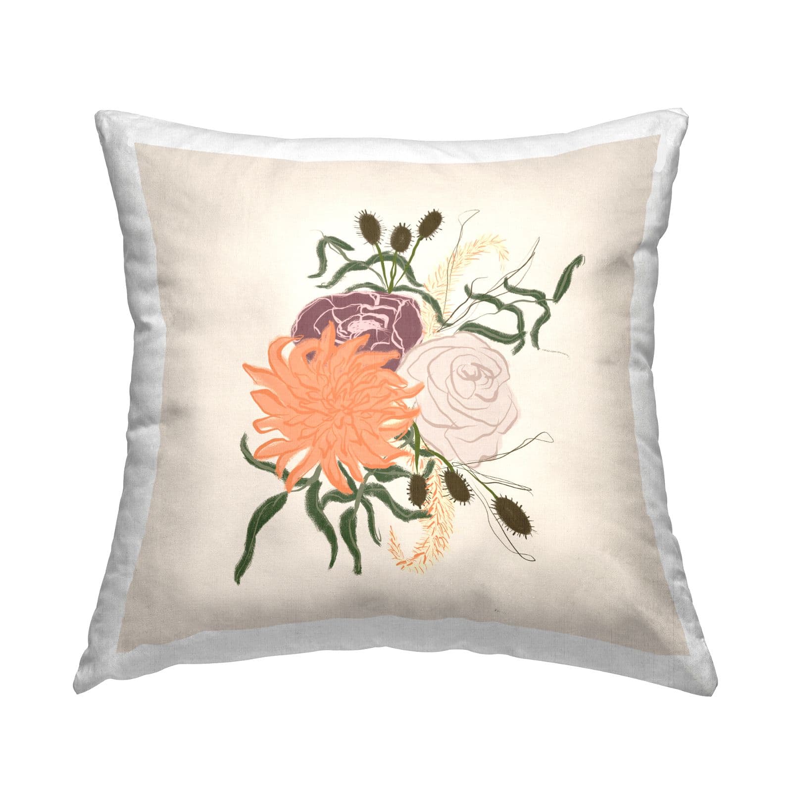 Stupell Industries Blooming Flower Bulbs Mixed Botanical Arrangement Throw Pillow, 18" x 18"