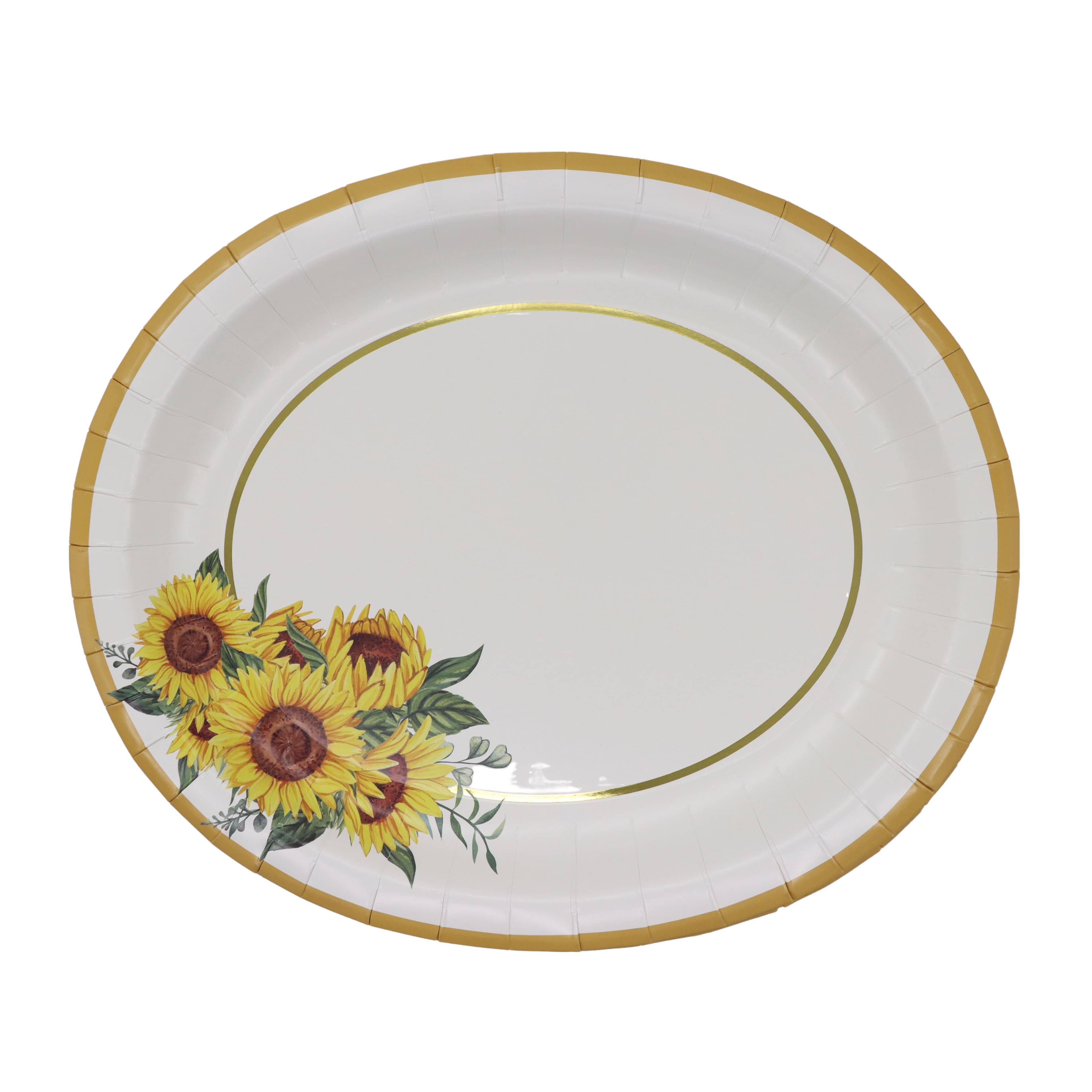 12.25&#x22; Sunflower Bouquet Oval Paper Plates, 12ct. by Celebrate It&#x2122;