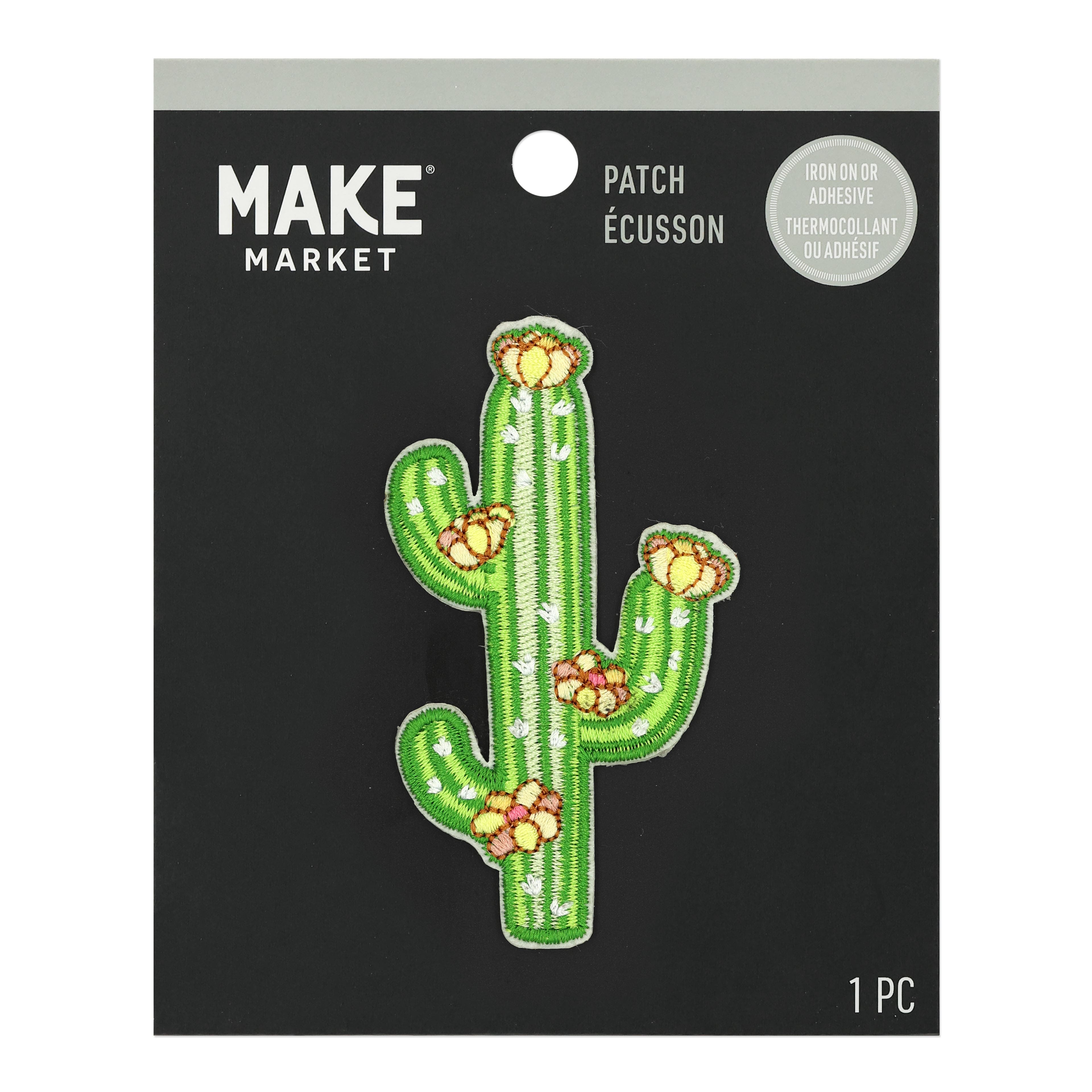 Green Embroidered Cactus Iron On & Adhesive Patch by Make Market®