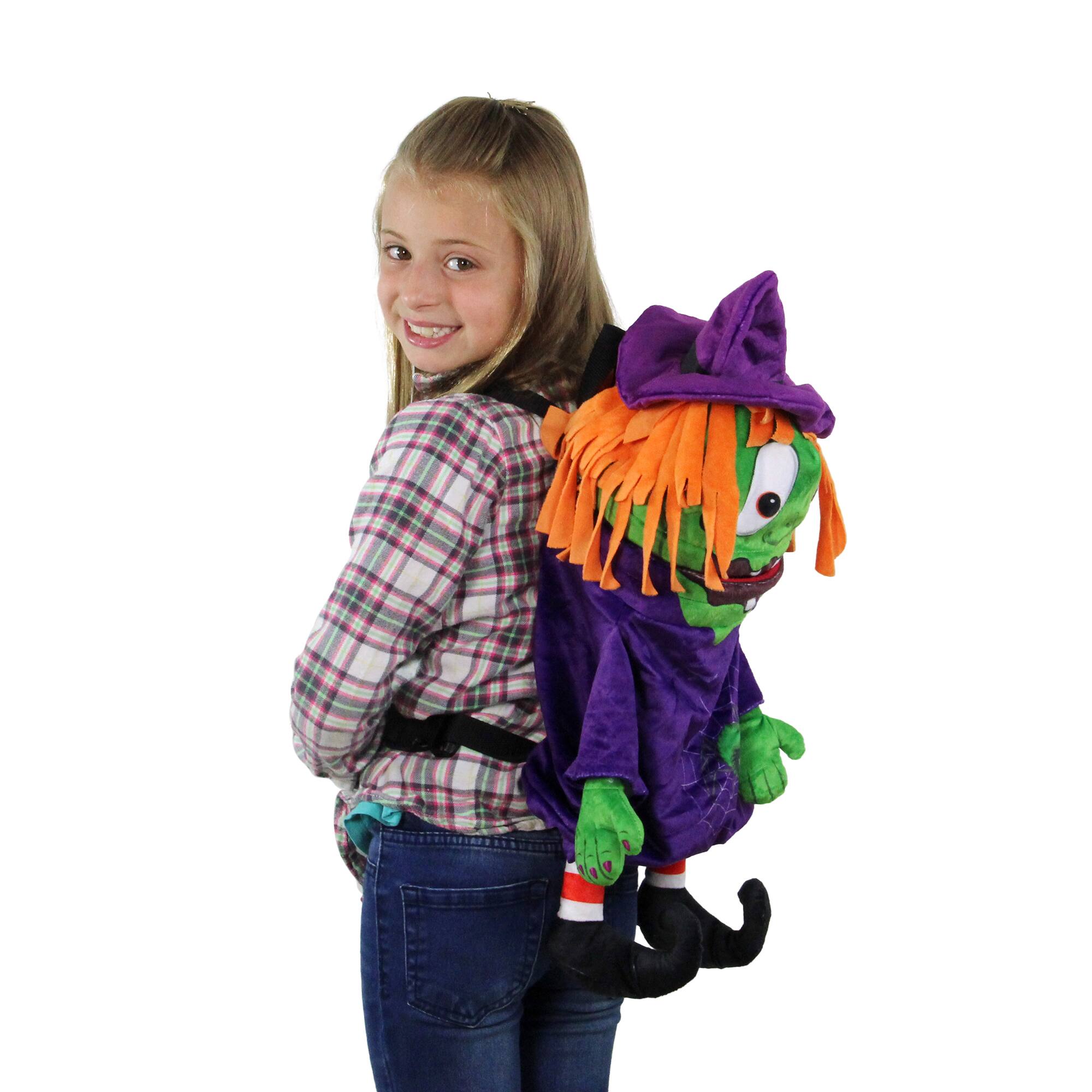 23" Purple & Green Witch Child Trick or Treat Halloween Bag