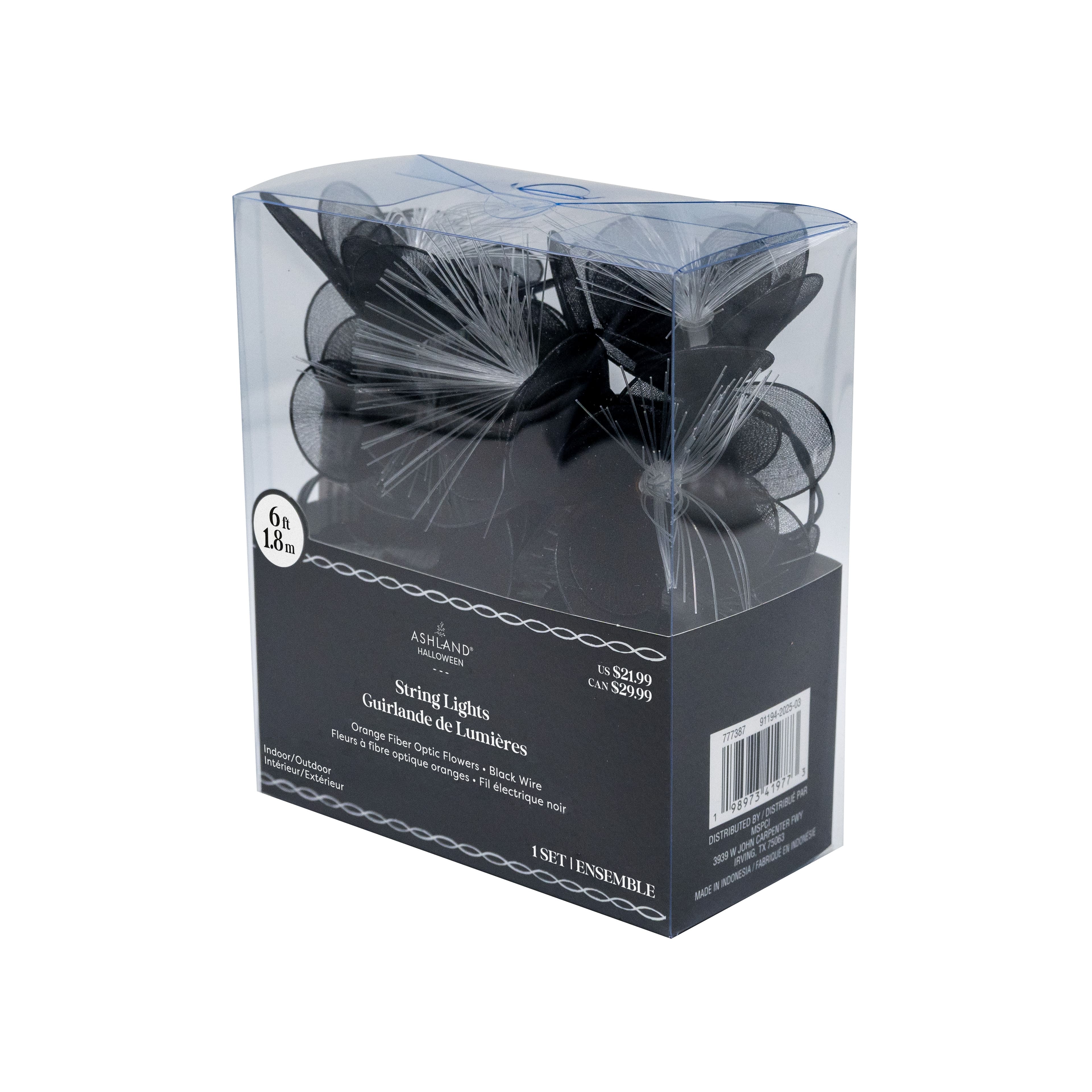 6ft. Black Flower Icon Fiber Optic String Lights by Ashland®