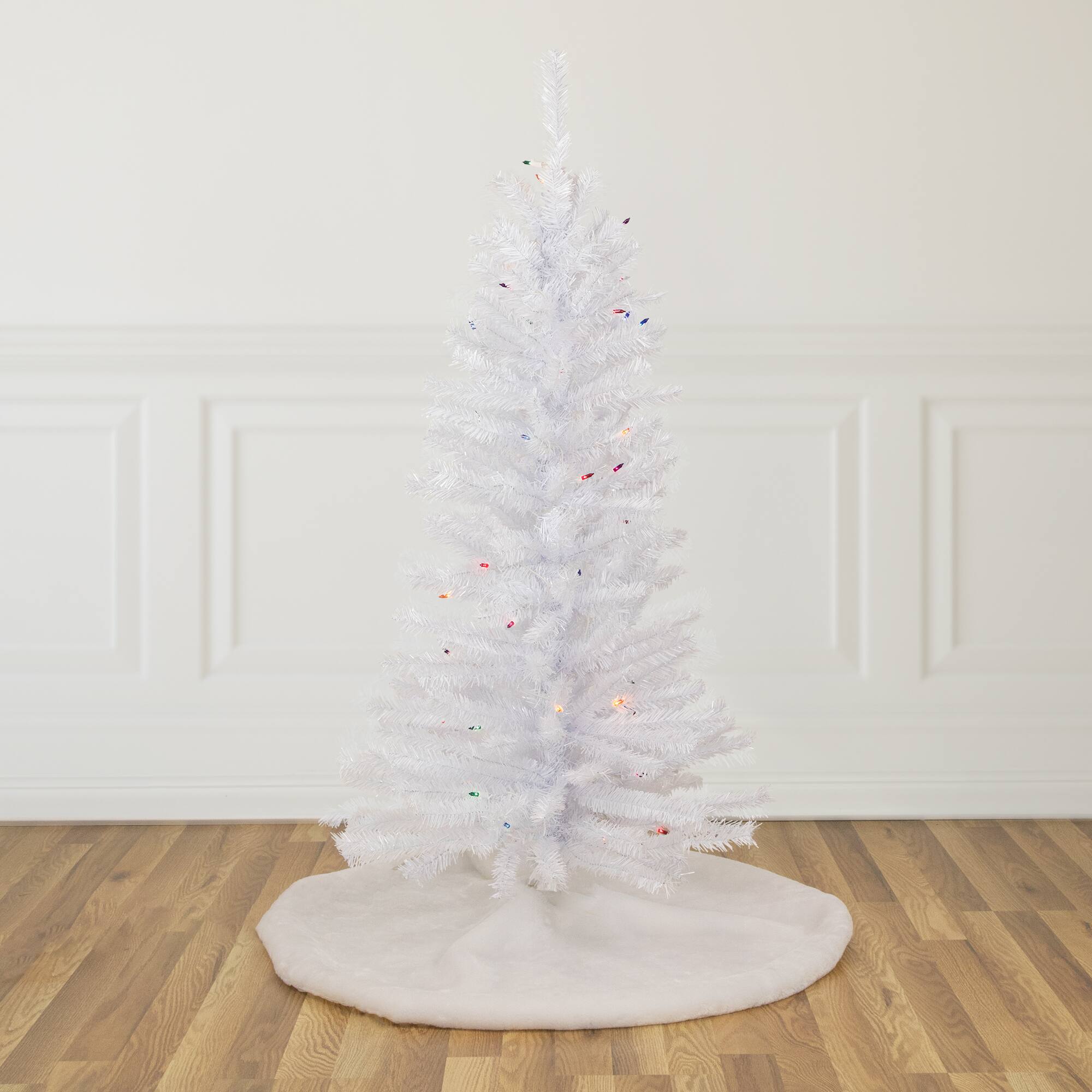 4ft. Pre-Lit Woodbury White Pine Artificial Christmas Tree, Multicolor Lights