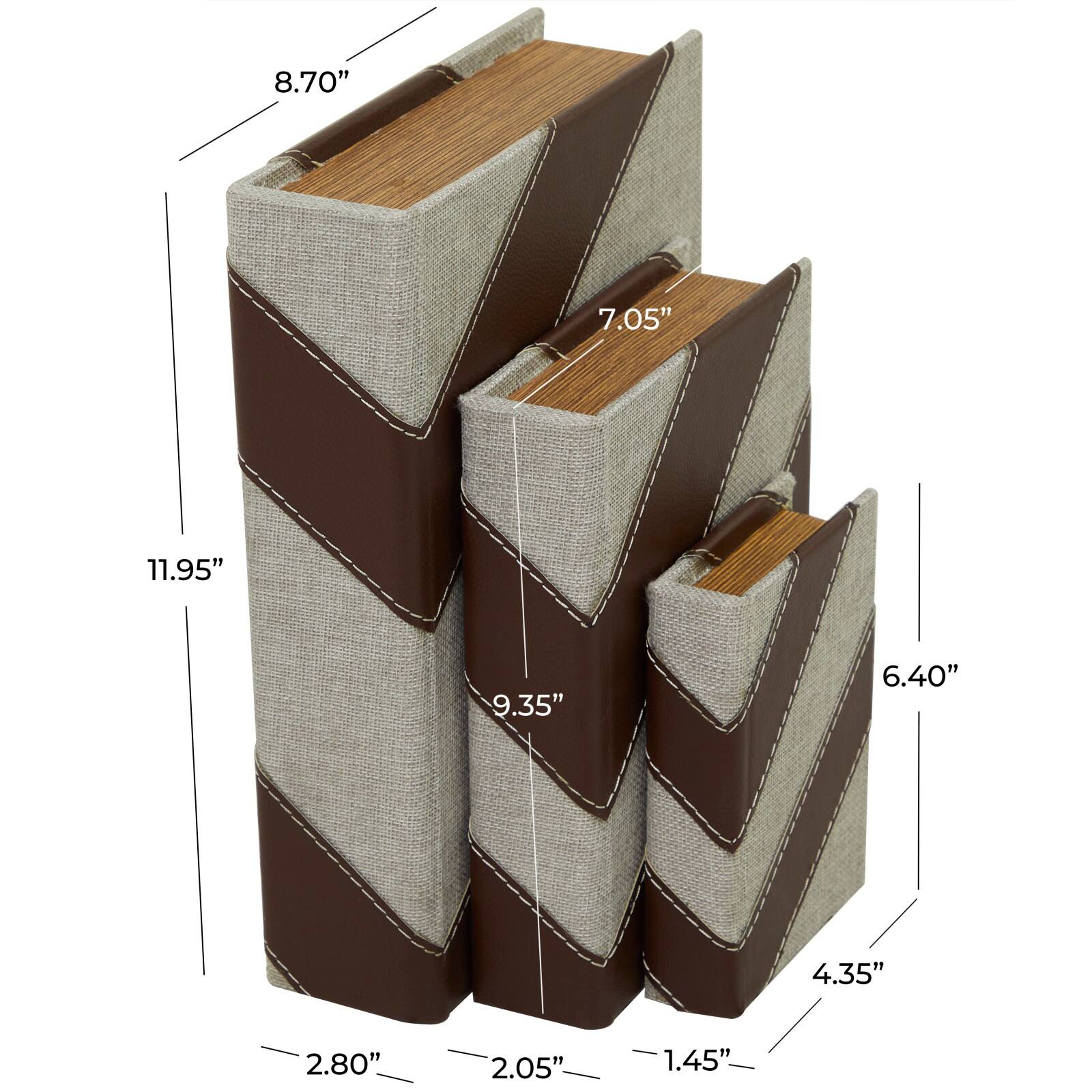 Brown Chevron Faux Leather Faux Book Box Set