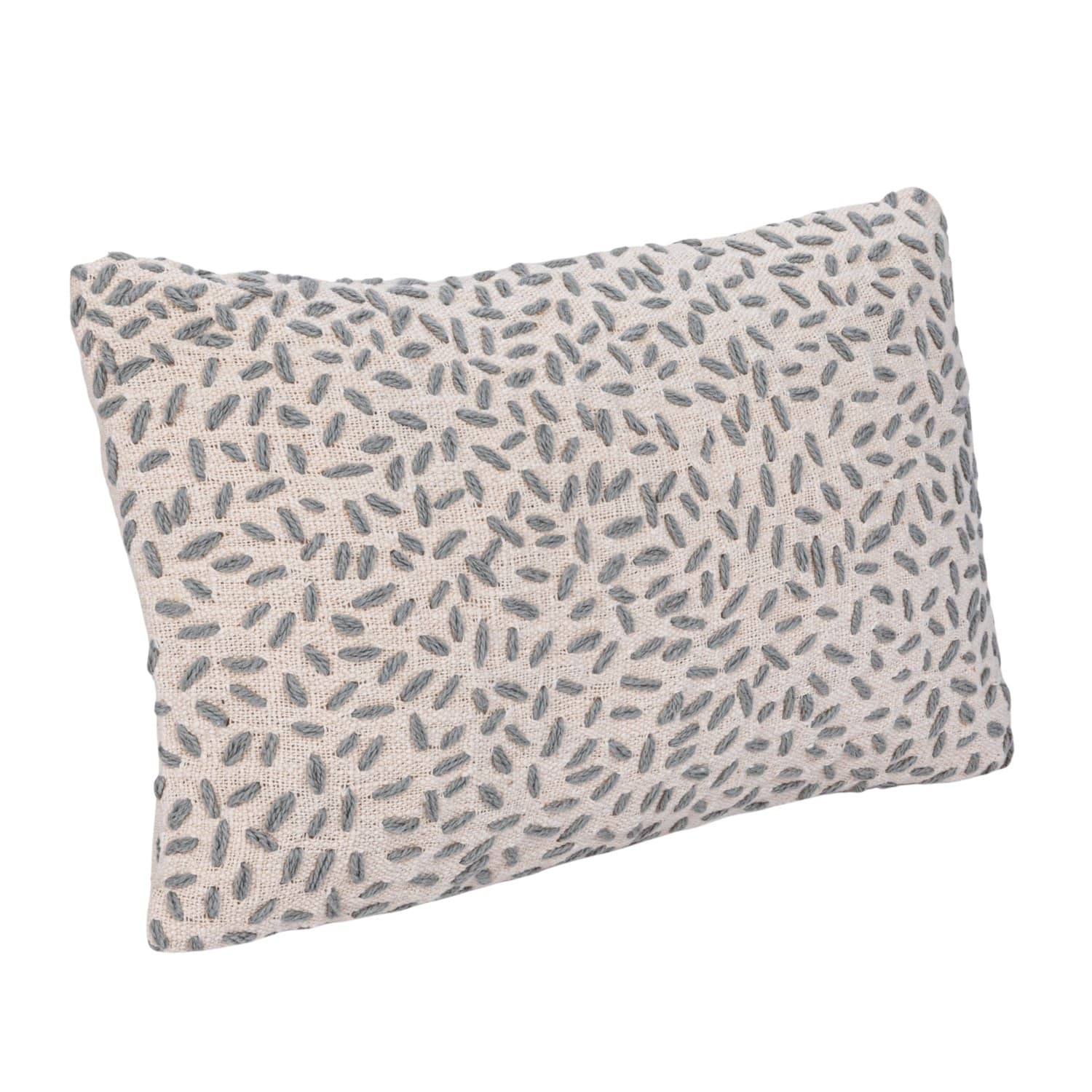 Hello Honey® 14" x 9" Hand-Embroidered Cotton Kantha Stitch Lumbar Pillow