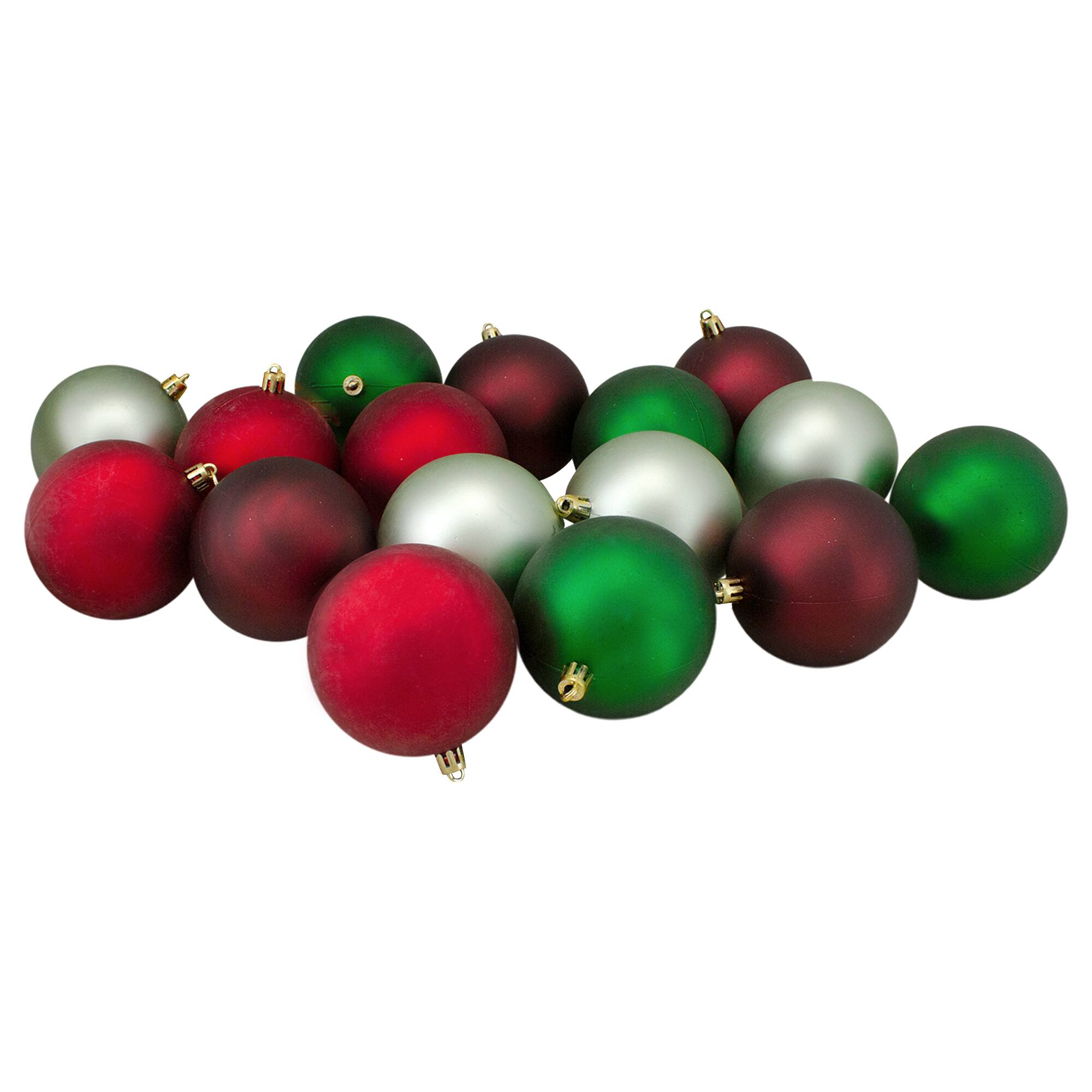 32ct. 3.25&#x22; Red &#x26; Green Shatterproof Plastic Ball Ornaments