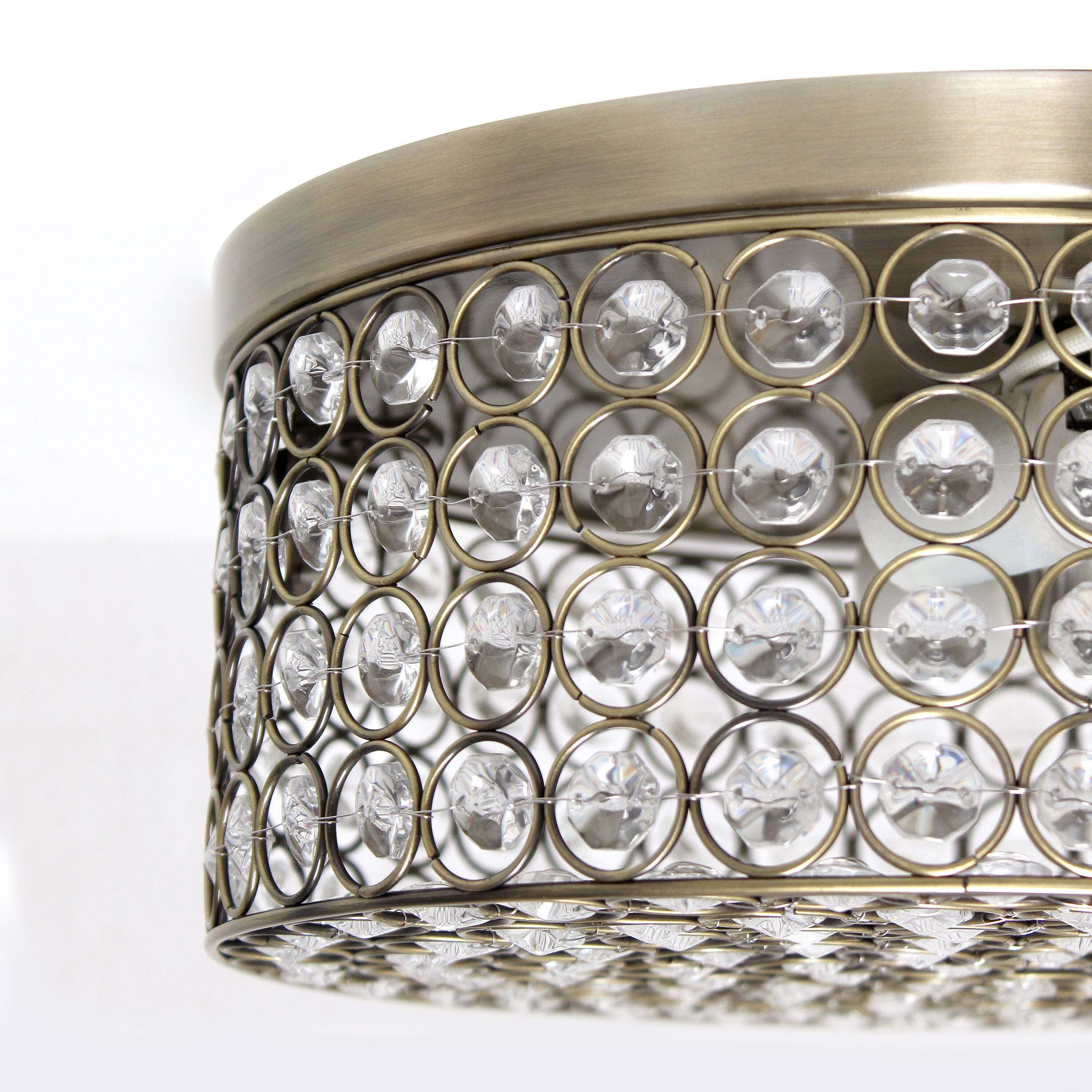 Lalia Home 12" Antique Brass Glam 2-Light Round Flush Mount