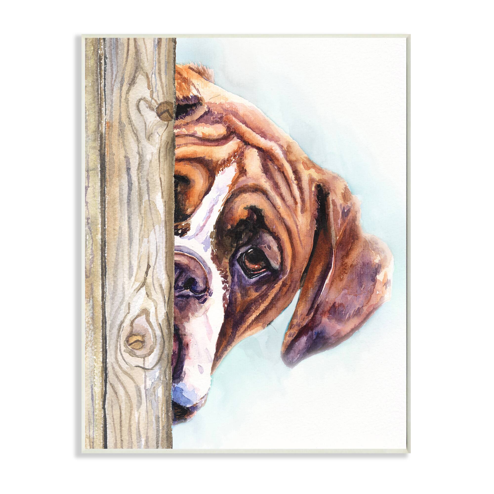 Stupell Industries Boxer Dog Hide and Seek Puppy Portrait Wall Plaque