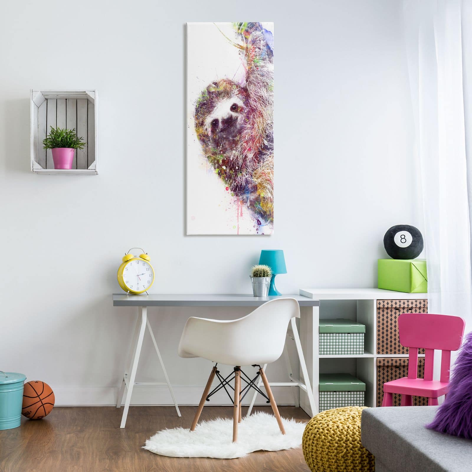 Stupell Industries Minimal Sloth Painterly Watercolor Abstract  Canvas Wall Art
