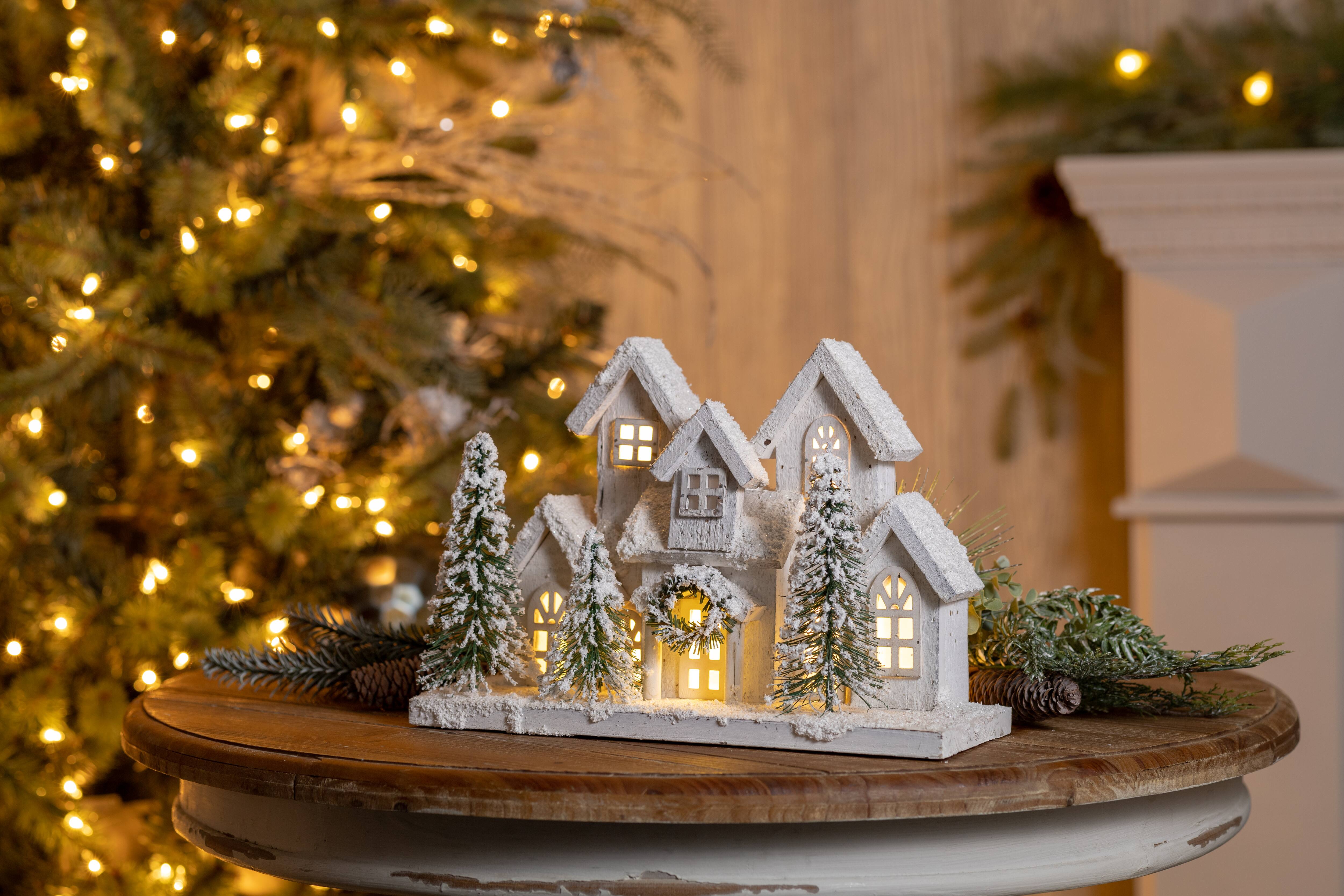 12.5&#x22; LED Flocked Holiday Village Display