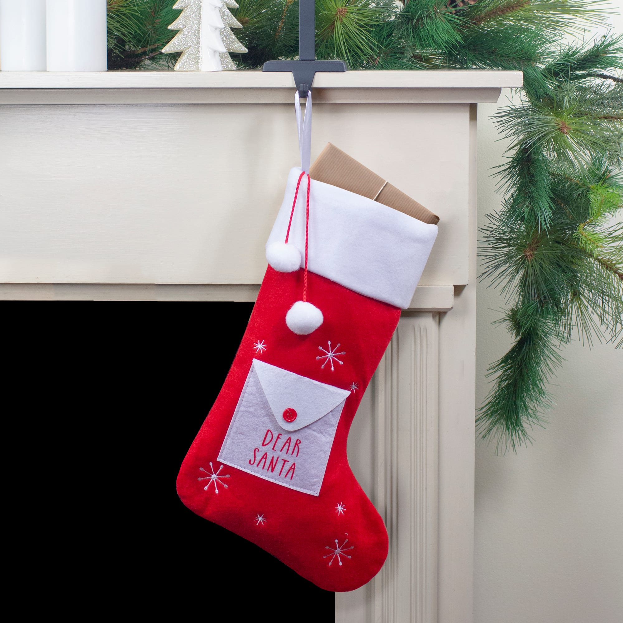19" Red & White Dear Santa Christmas Stocking