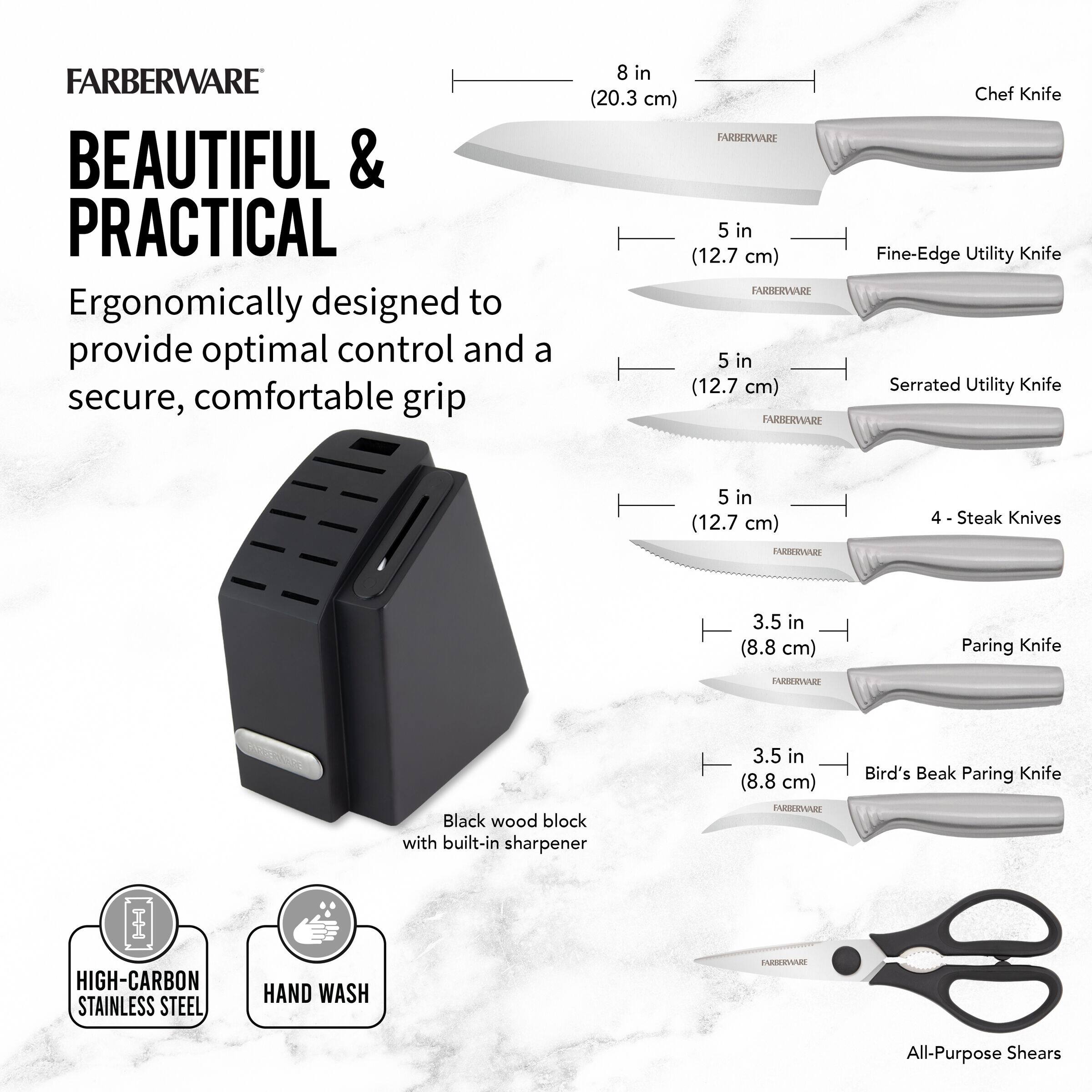 Farberware Edgekeeper 11-Piece Stainless Steel Knife Block Set
